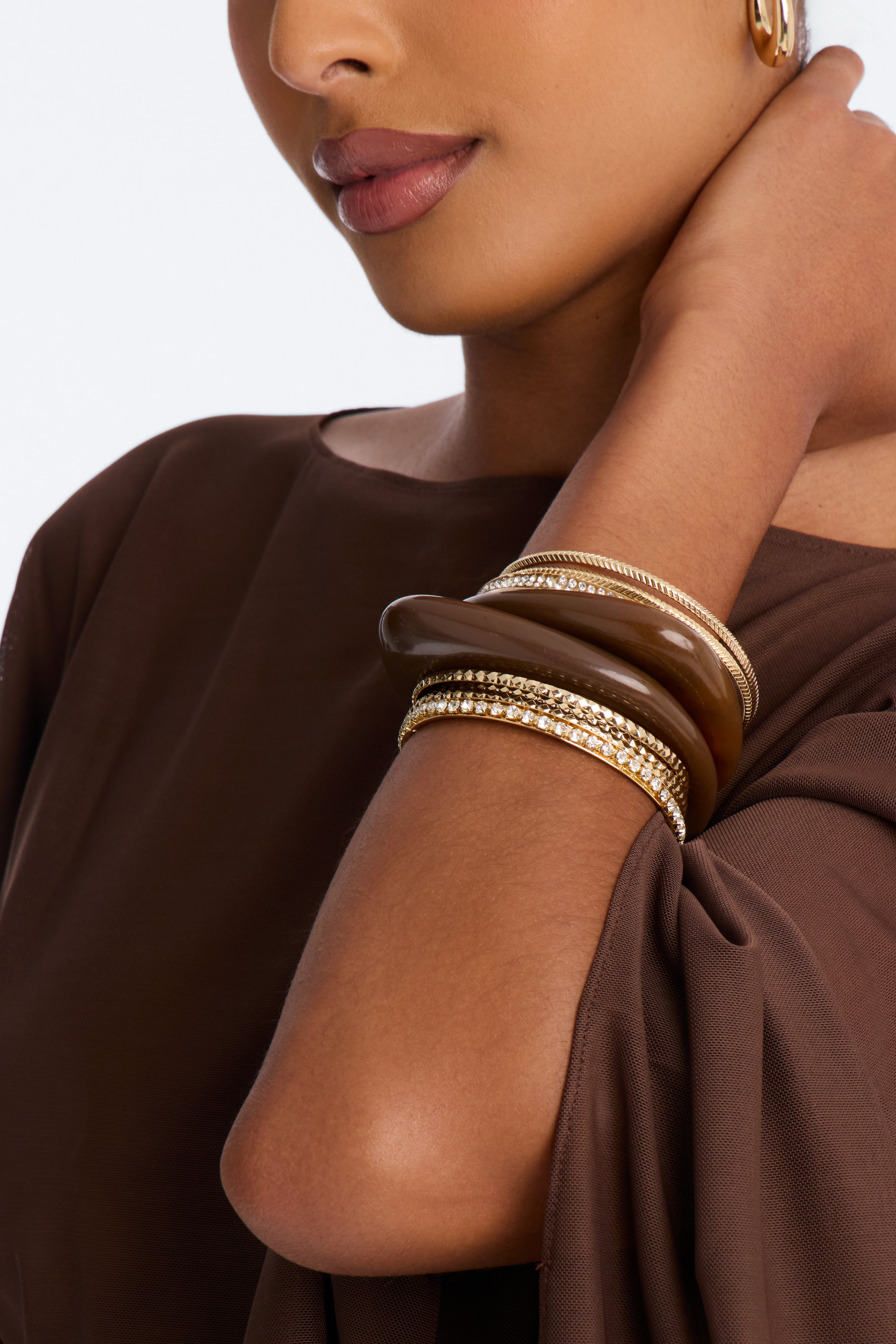 Keep On Falling Bracelet Set - Gold/Brown