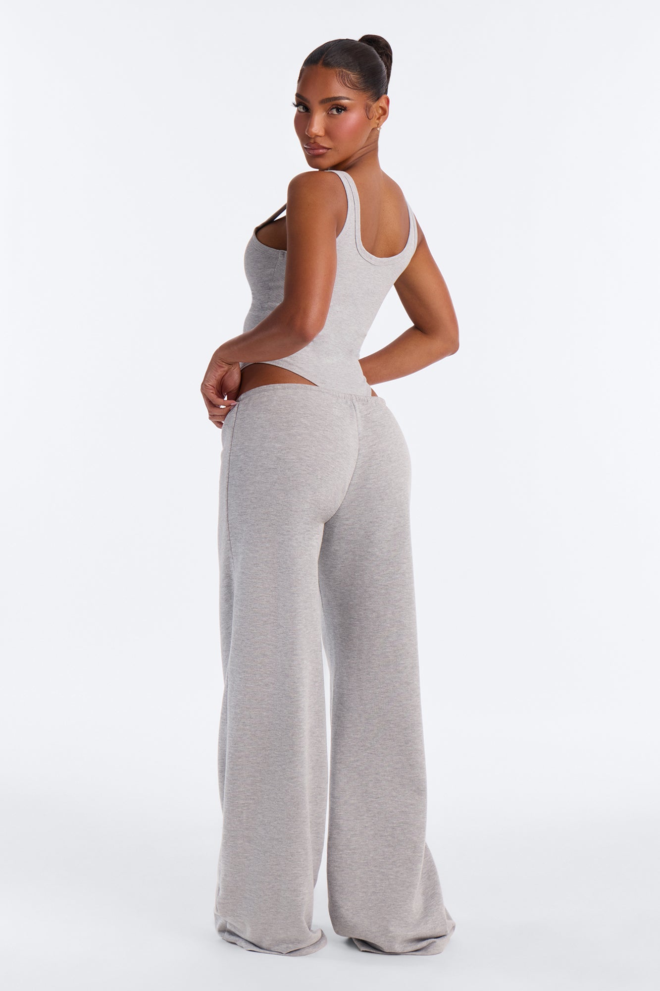 Cut To The Chase Bodysuit Pant Set - Heather Grey
