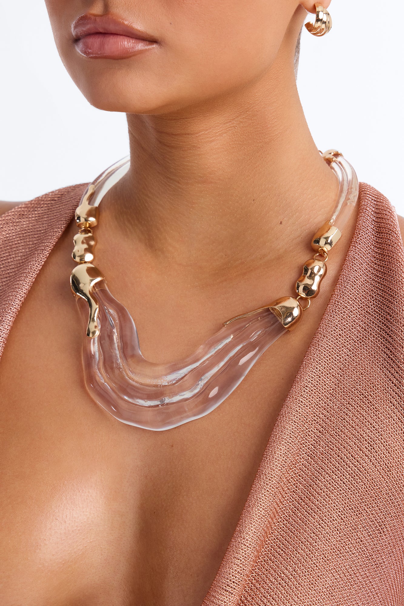 Ocean Tide Necklace - Gold/Clear