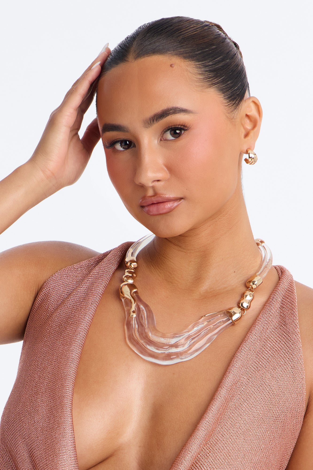 Ocean Tide Necklace - Gold/Clear