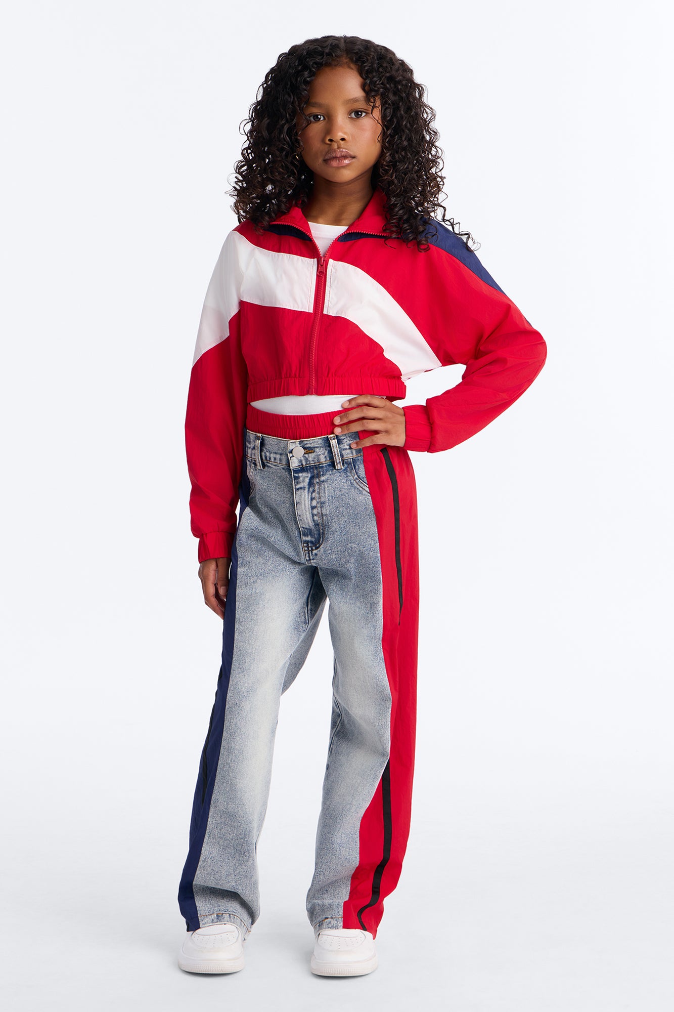 Mini Sporty Girl Pant Set - Red/combo