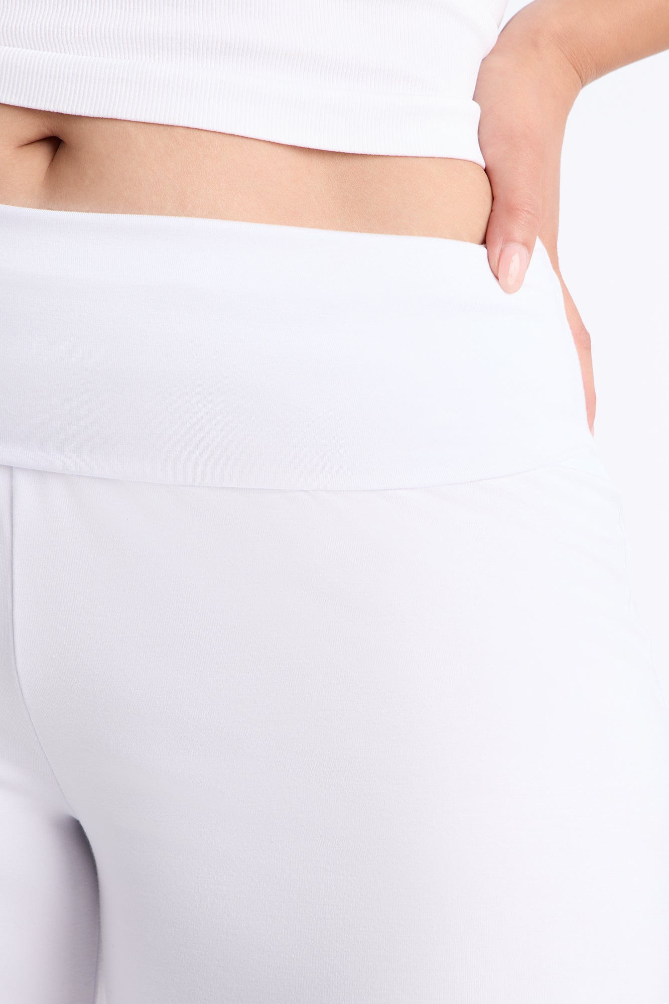 Kiki Studio Low Rise Foldover Gaucho Pant - White