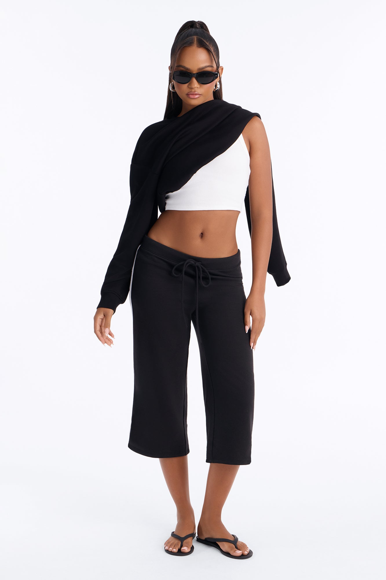 Chloe French Terry Lounge Capri - Black