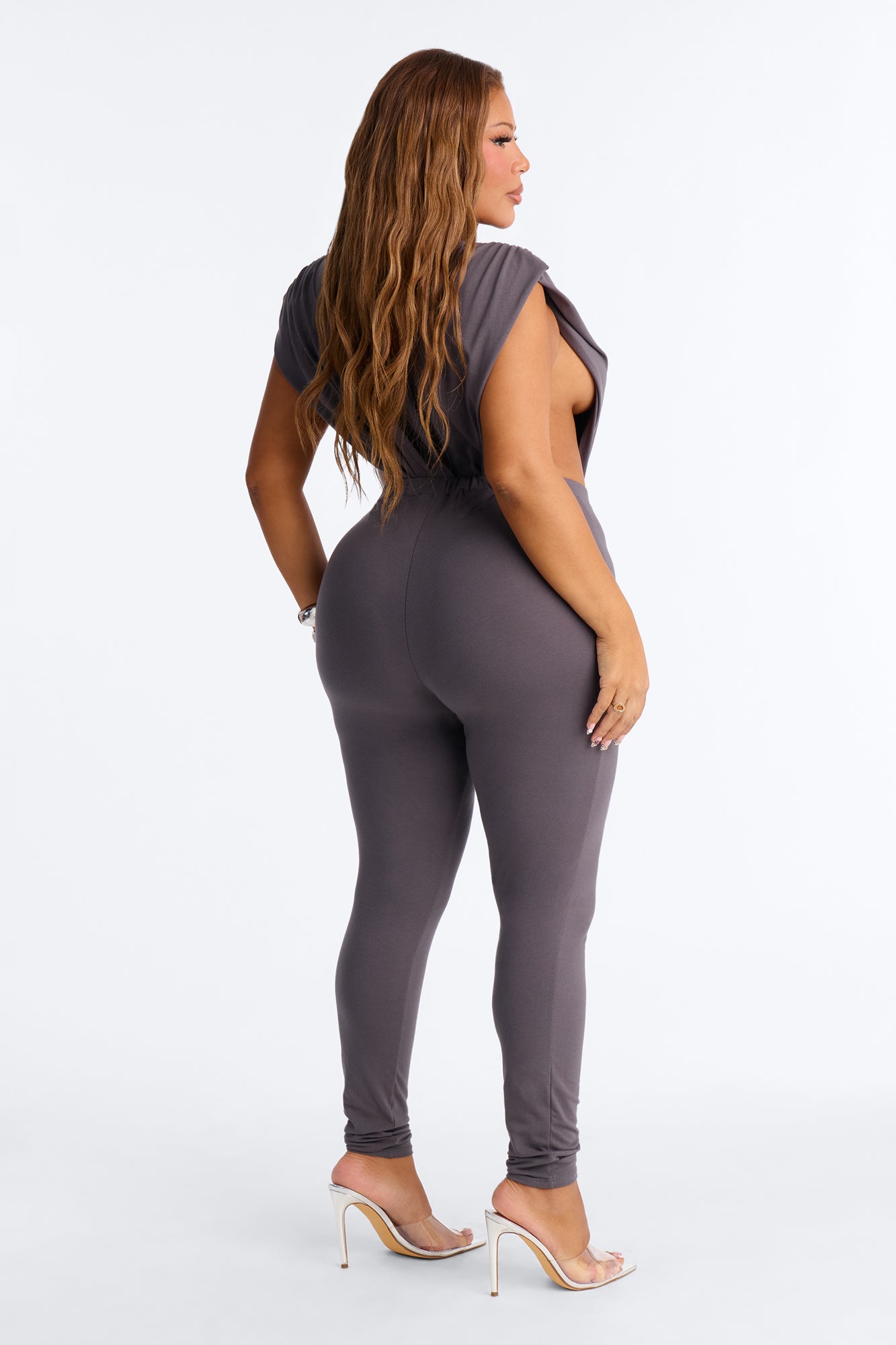 Pretty Player Bodysuit Legging Set - Charcoal