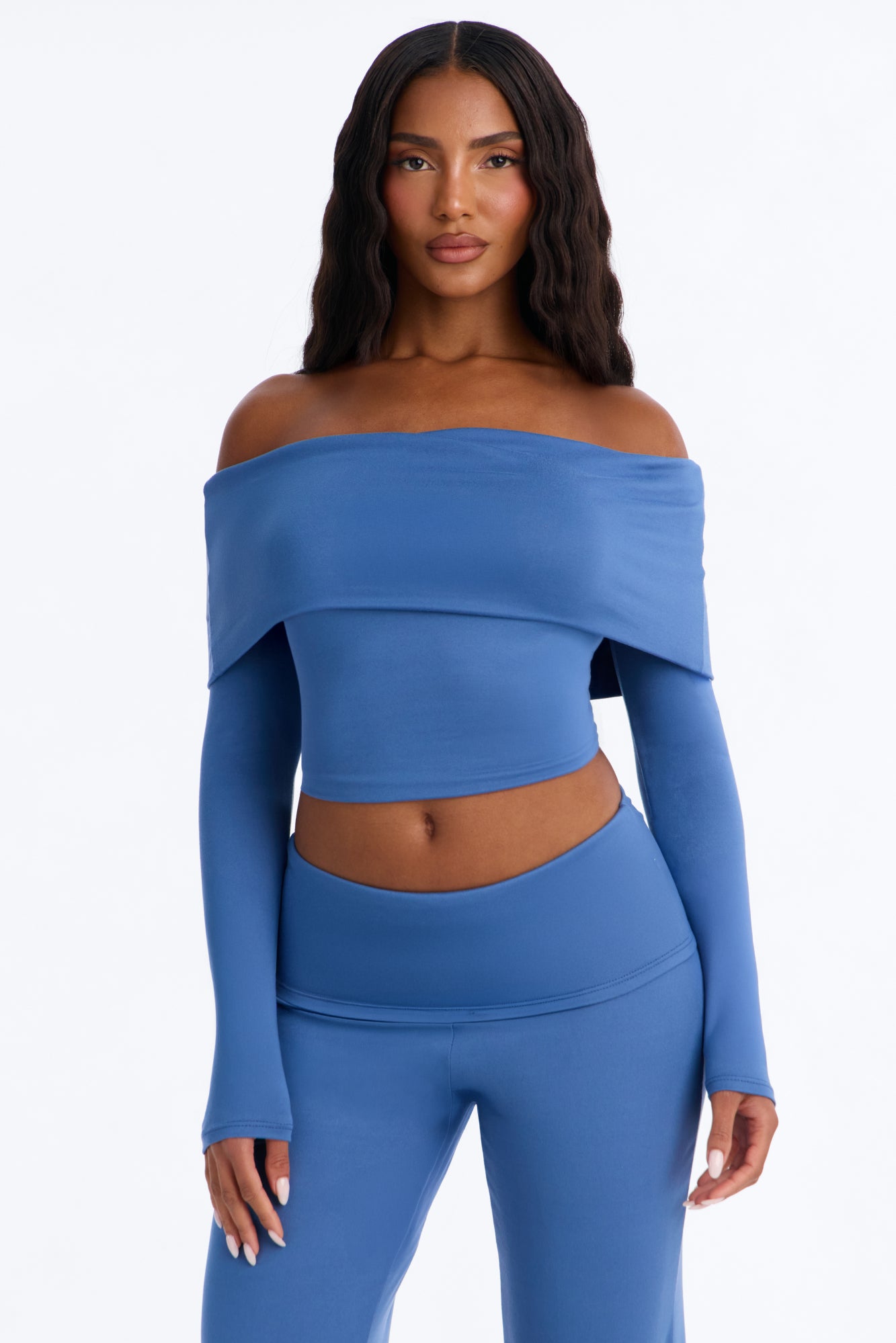 Maya Foldover Waist Pant Set - Denim