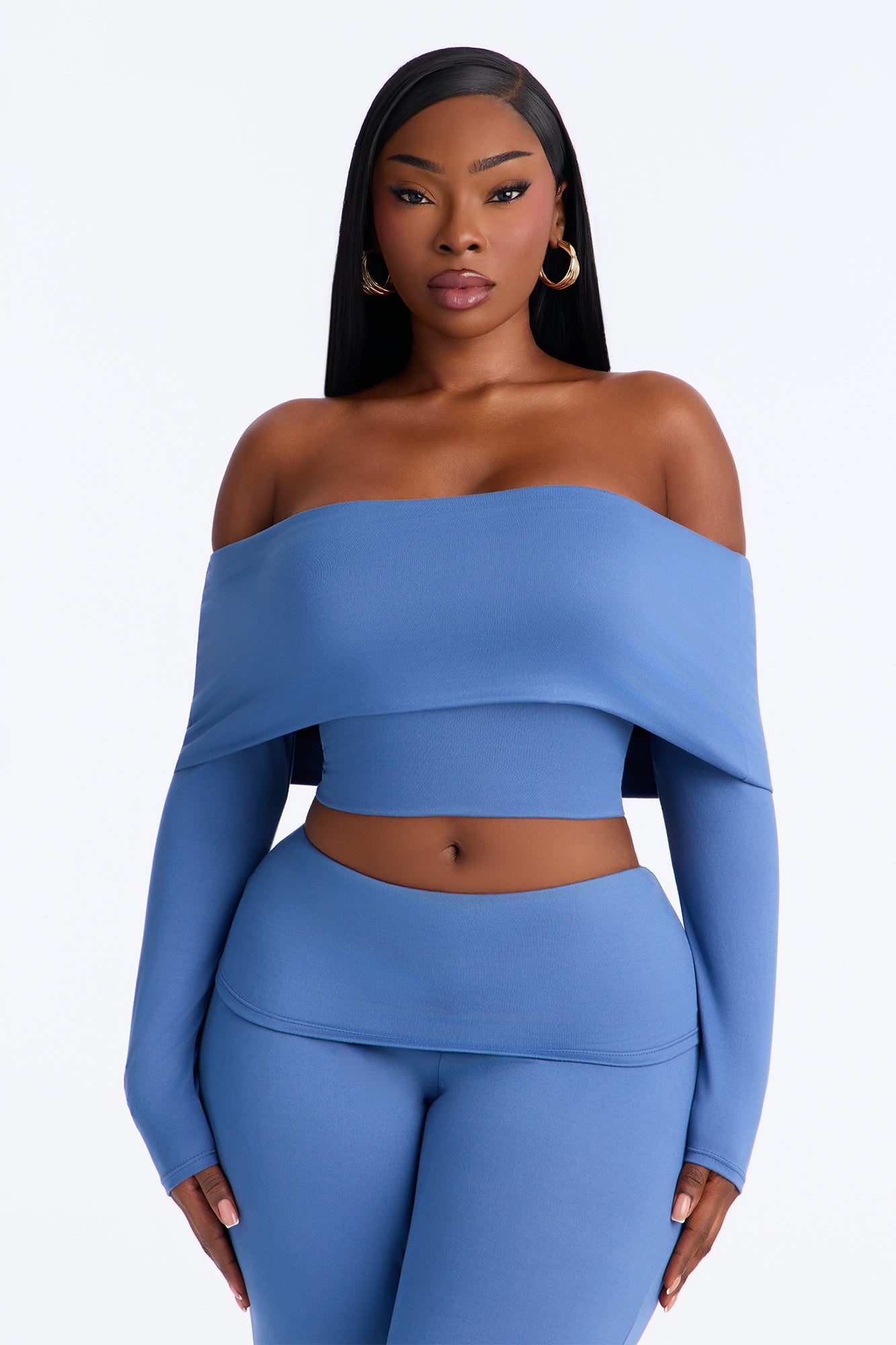 Maya Foldover Waist Pant Set - Denim