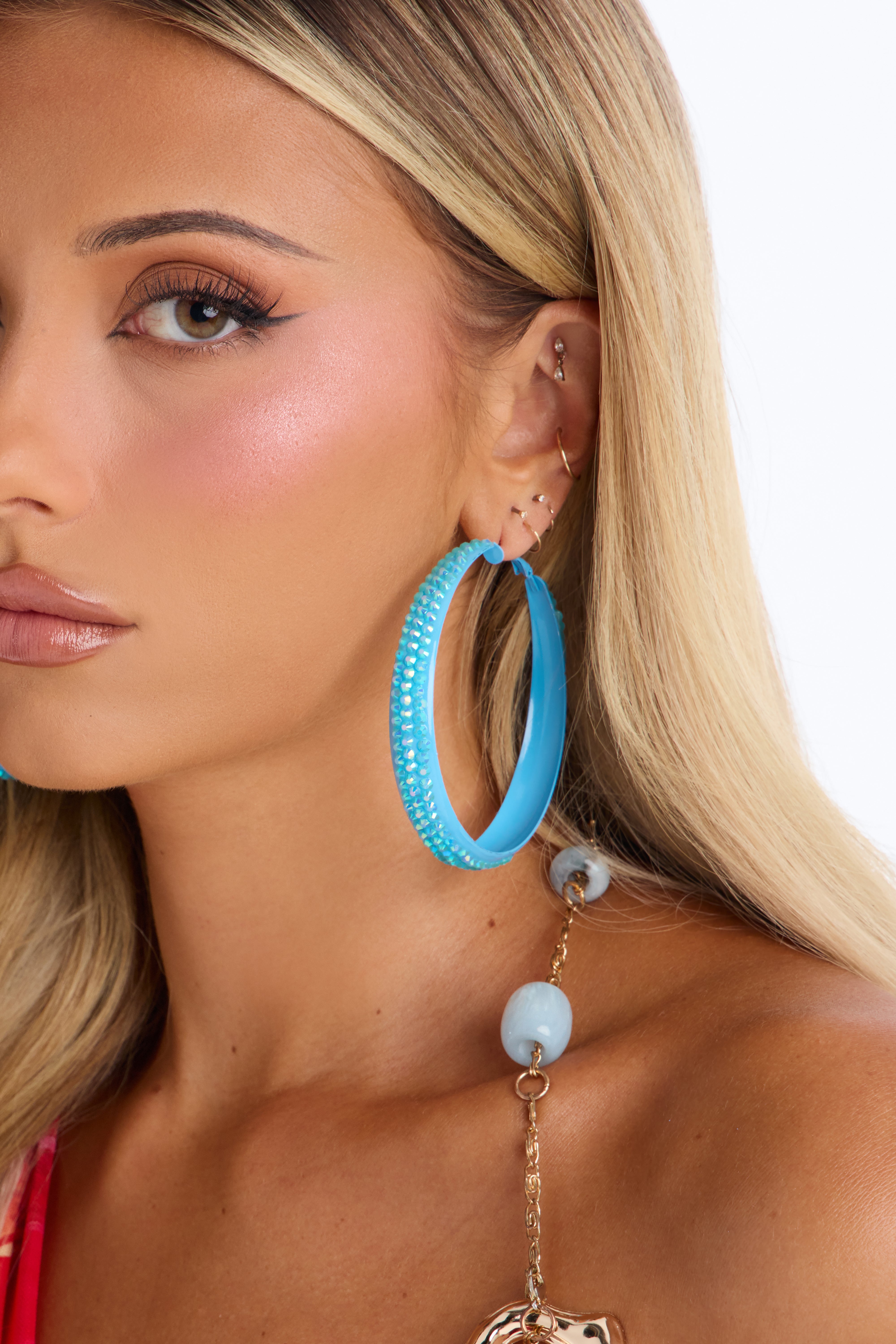 Got Plans Tonight Hoop Earrings - Aqua