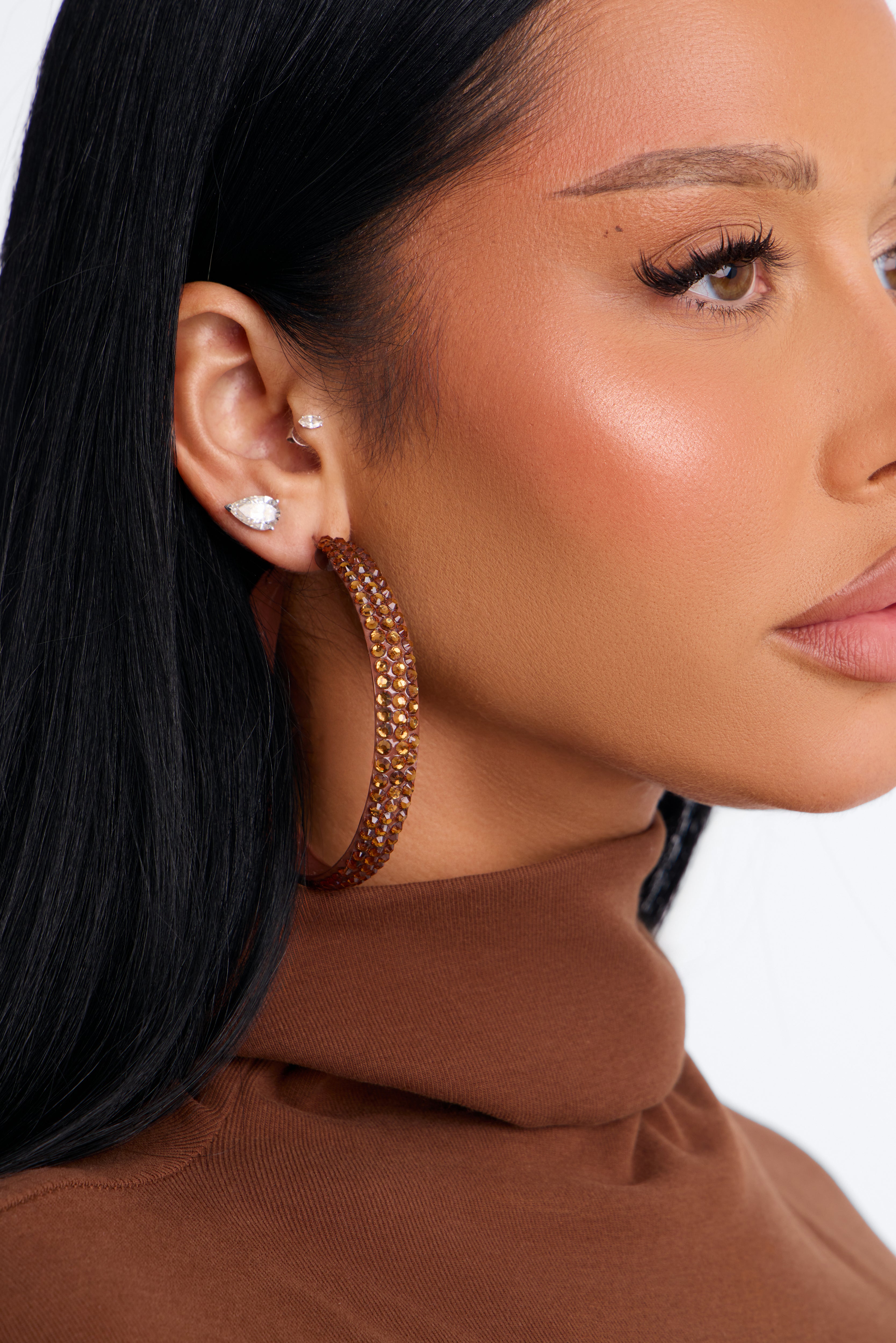 Got Plans Tonight Hoop Earrings - Brown