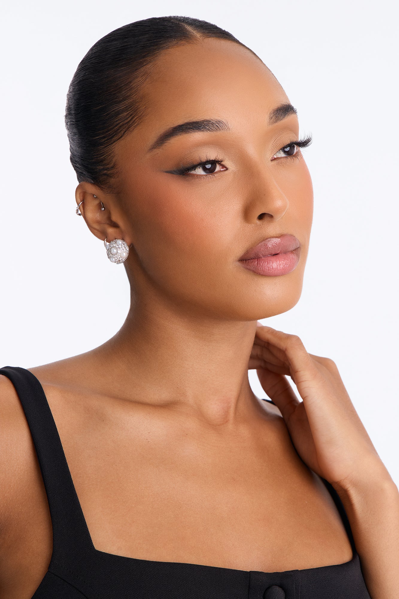 Cubic Zirconia Bubbly Stud Earrings - Silver