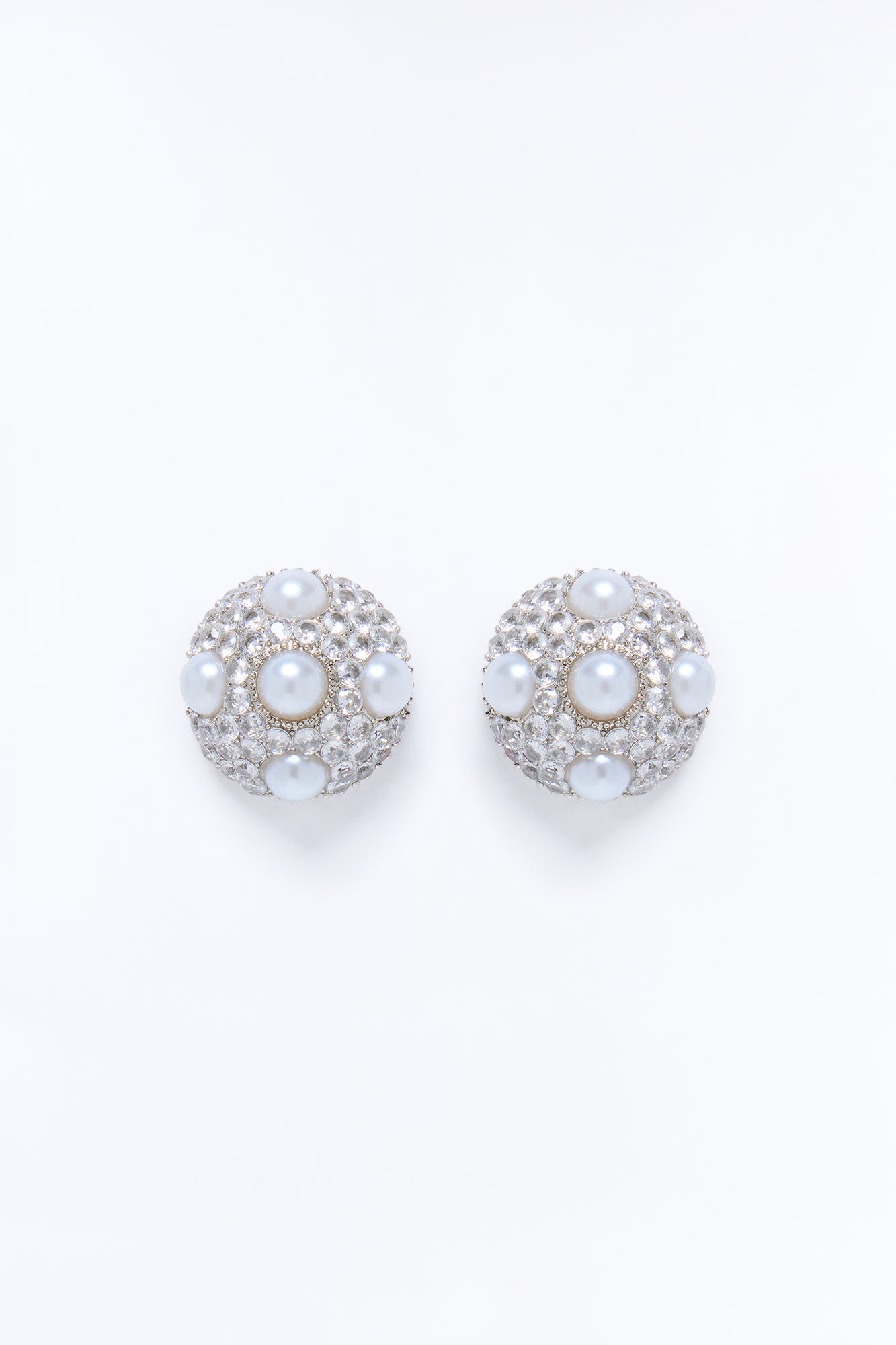 Cubic Zirconia Bubbly Stud Earrings - Silver