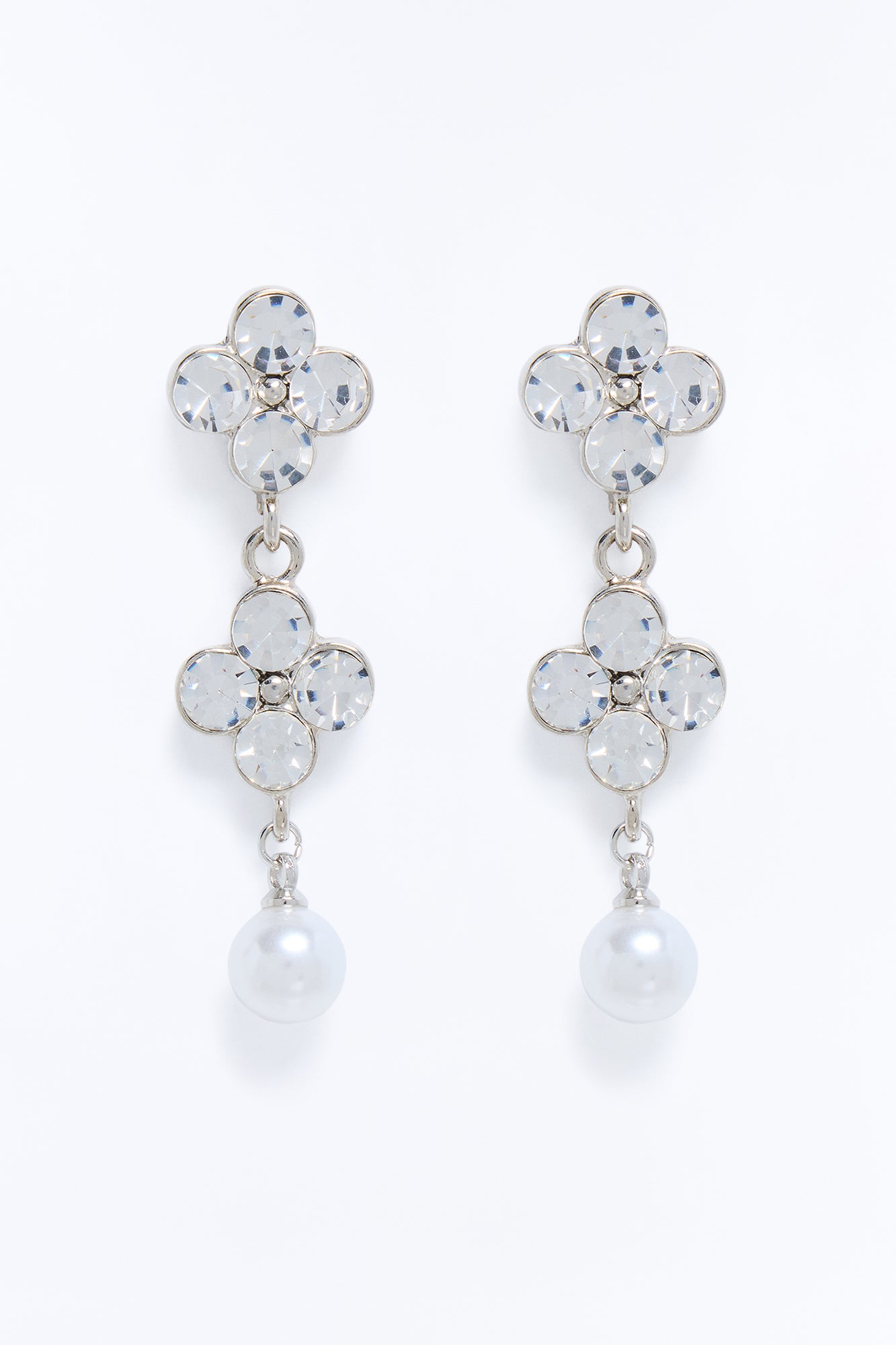 Radiant Clover Drop Earrings - Silver
