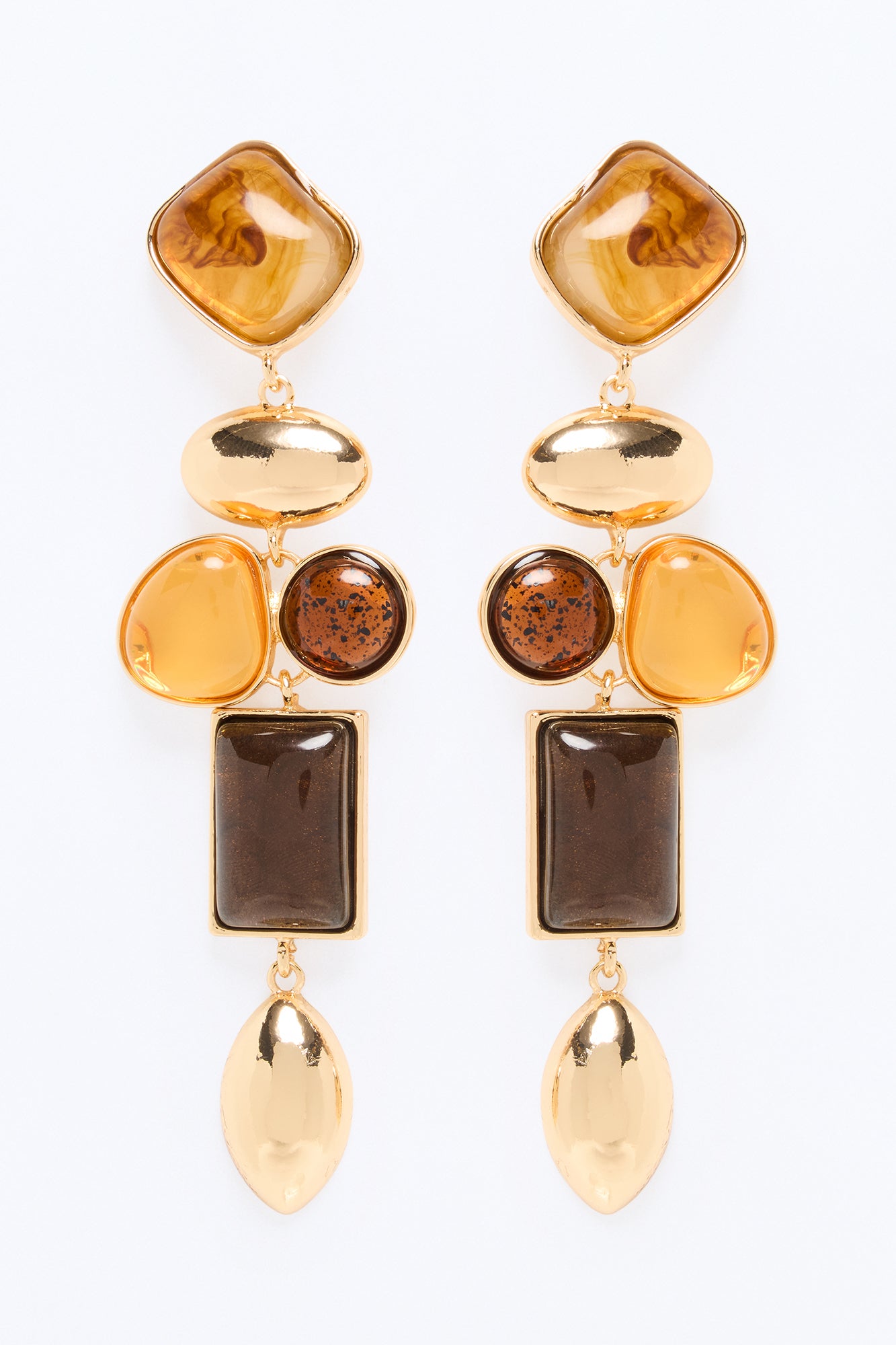 Star Dust Drop Earrings - Gold/Brown