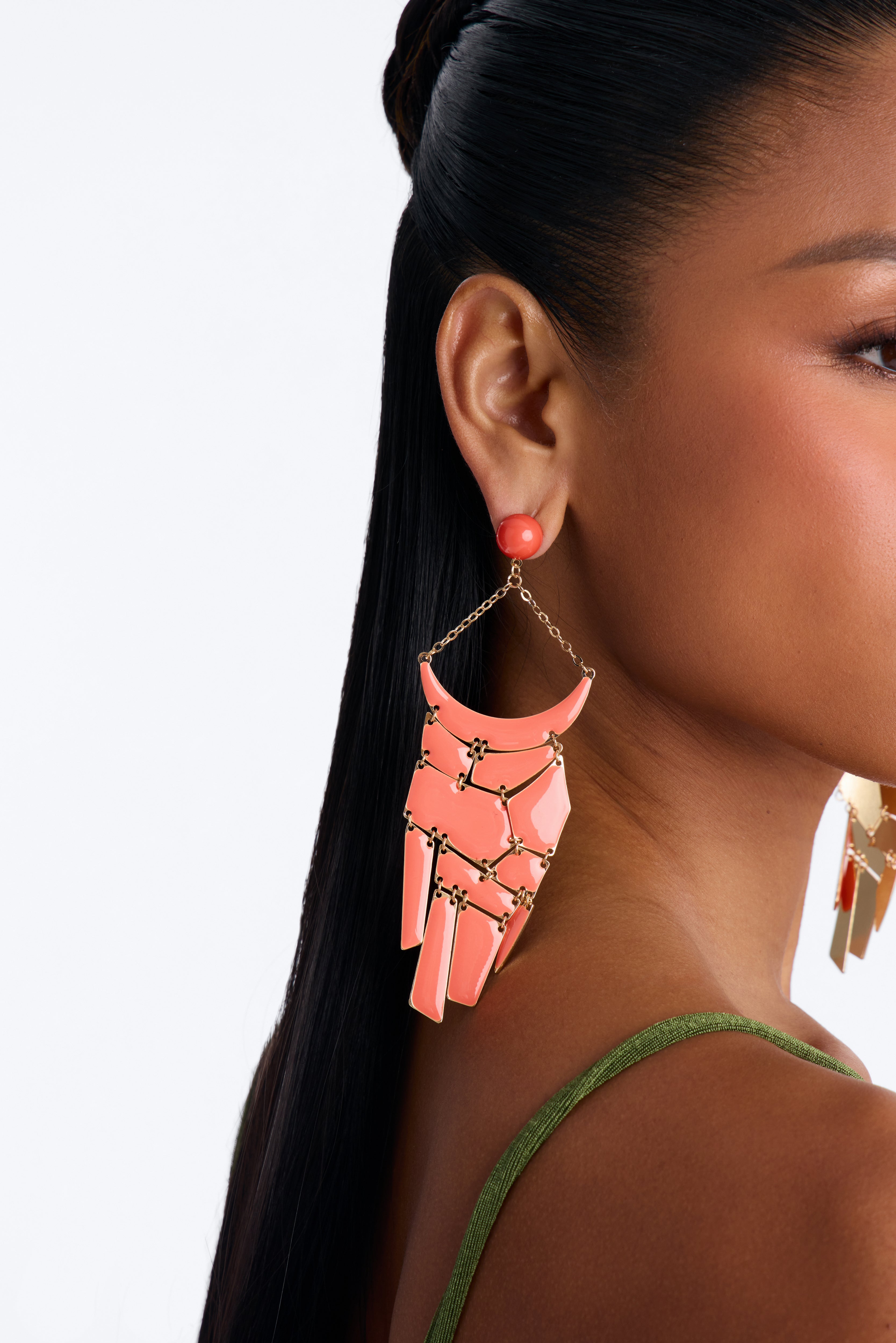 Sweet Cover Drop Earrings - Orange