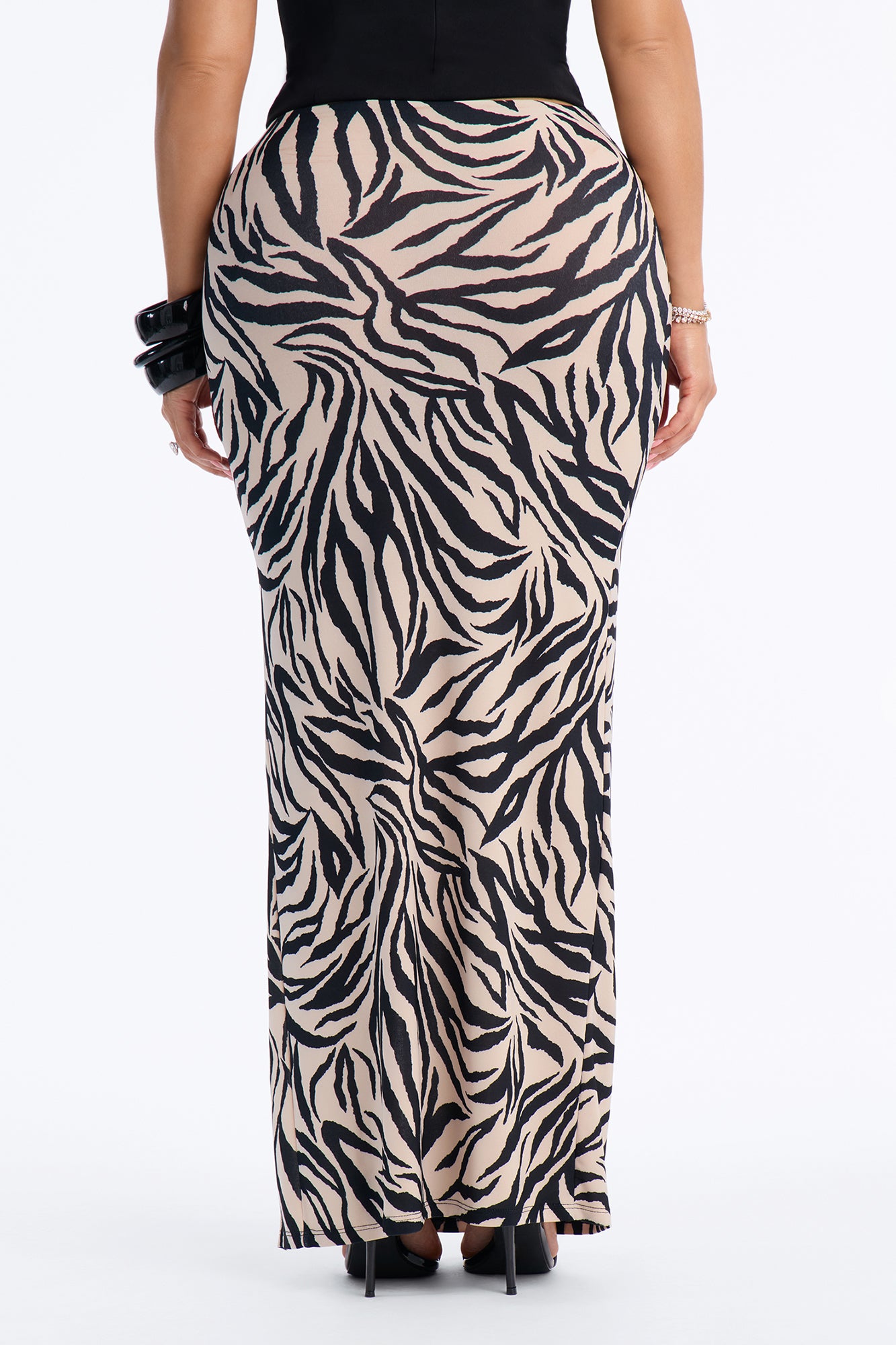 Clancy Zebra Frog Closure Maxi Skirt - Taupe/combo