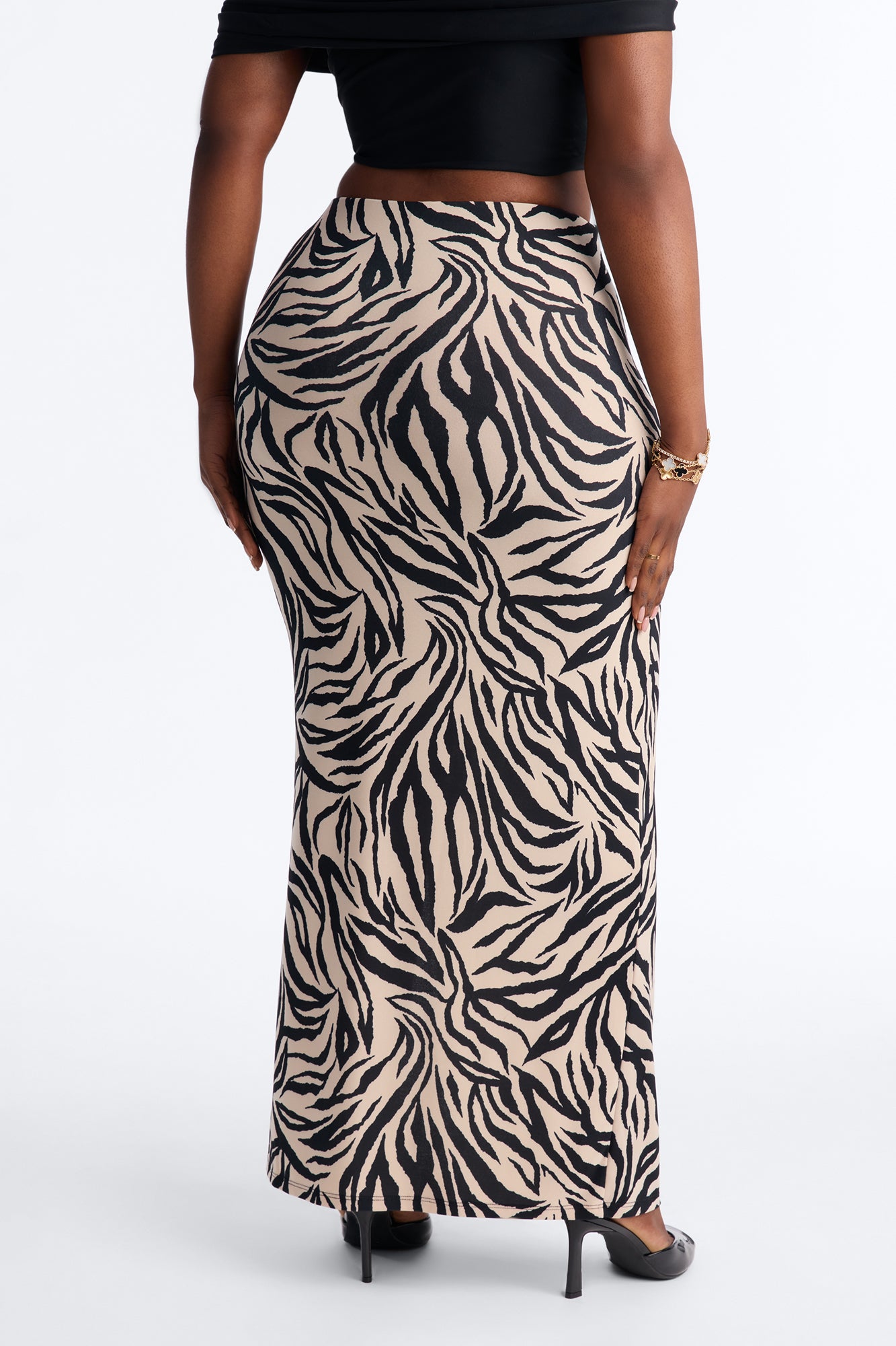 Clancy Zebra Frog Closure Maxi Skirt - Taupe/combo