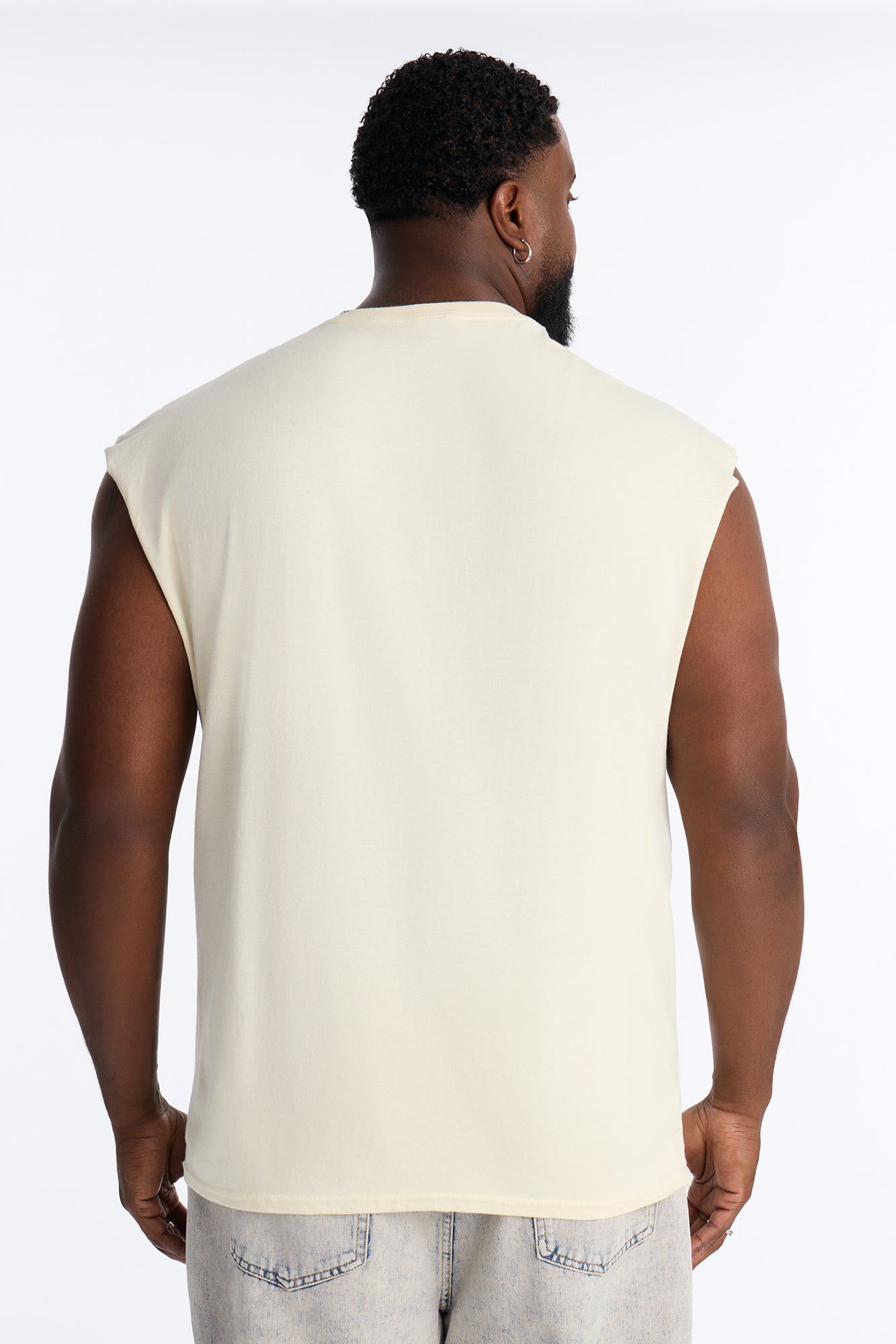 Exclusive Worldwide Club Oversized Muscle Tee - Cream