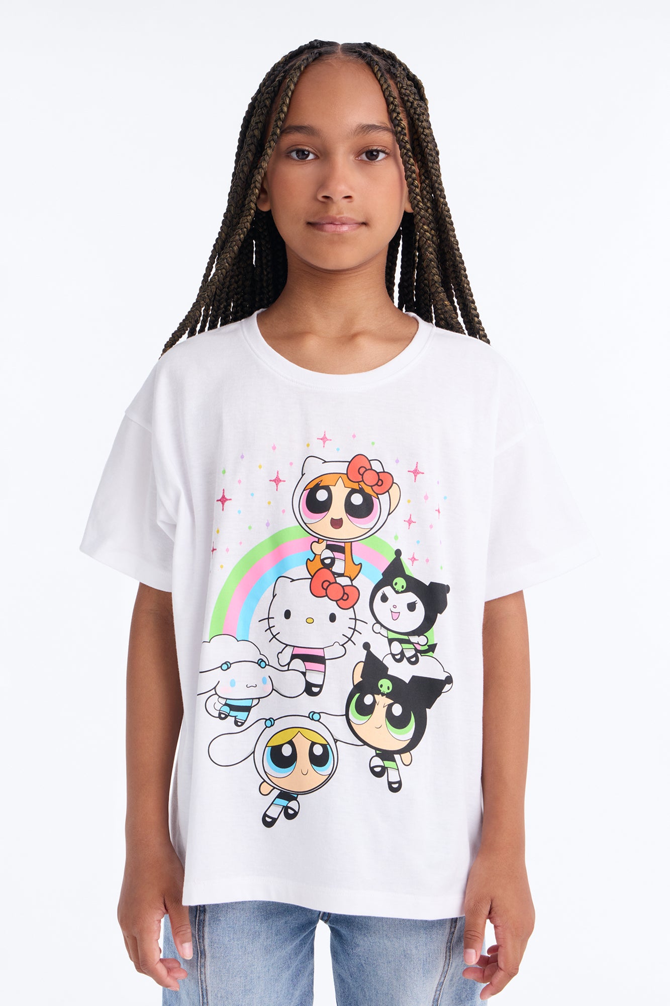 Mini Hello Kitty And Friends x Powerpuff Girls Friendship Short Sleeve Tee - White