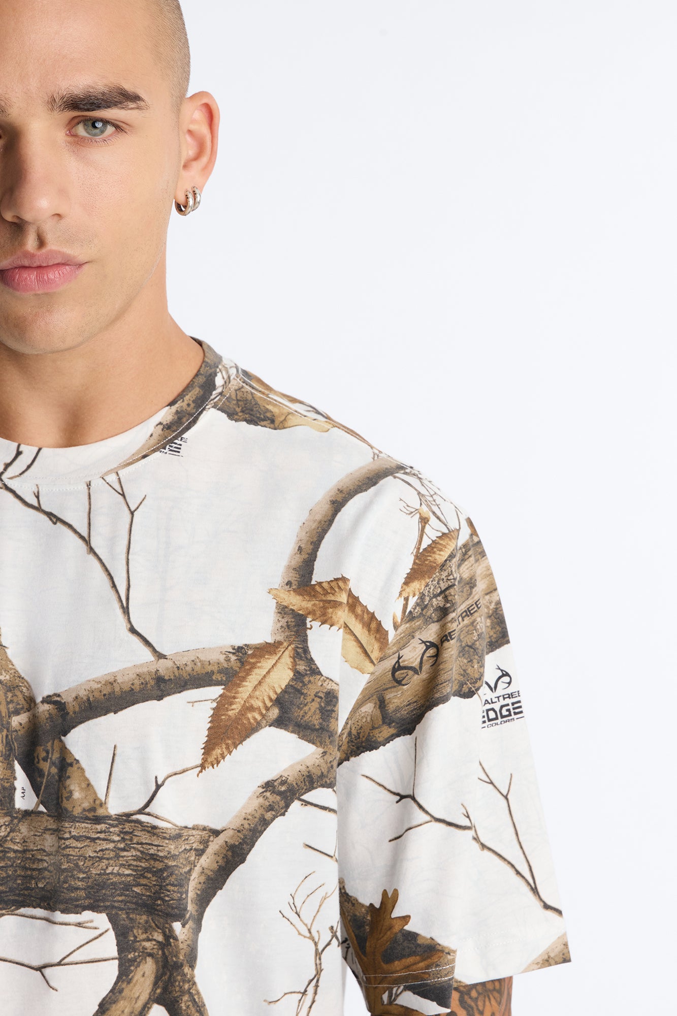 Real Tree Snow Woven Patch Boxy Short Sleeve Tee - Camouflage