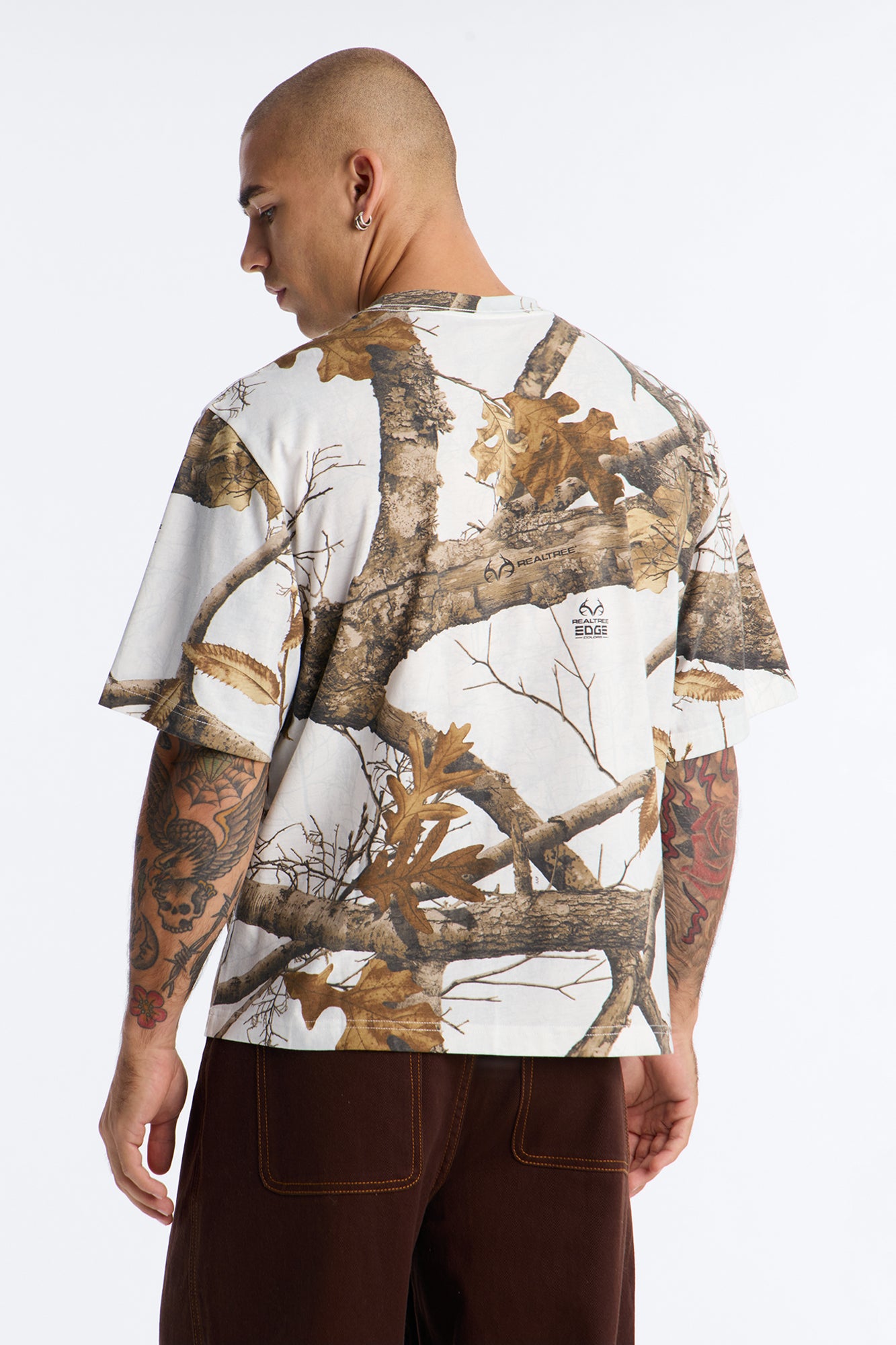 Real Tree Snow Woven Patch Boxy Short Sleeve Tee - Camouflage