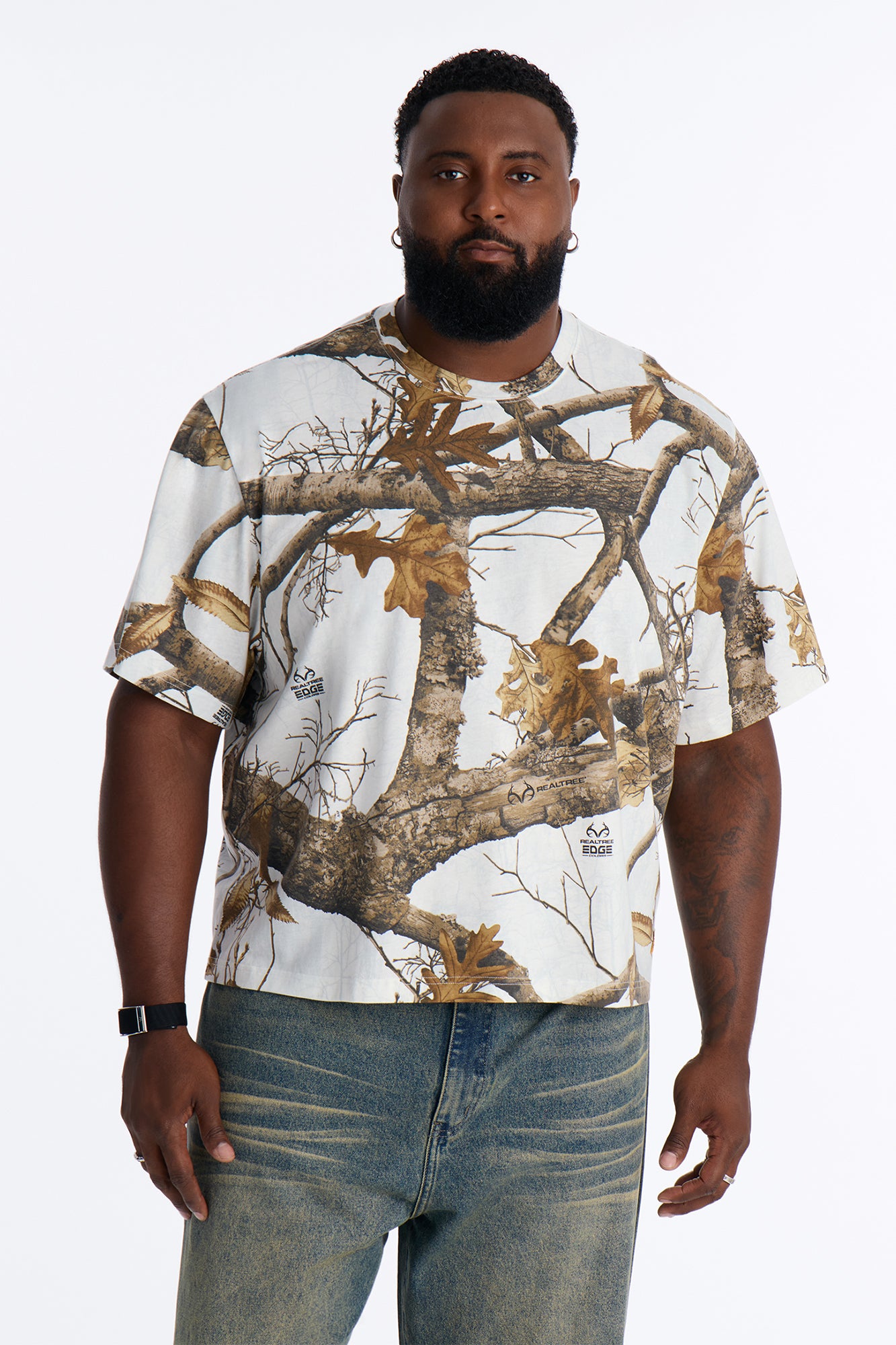 Real Tree Snow Woven Patch Boxy Short Sleeve Tee - Camouflage
