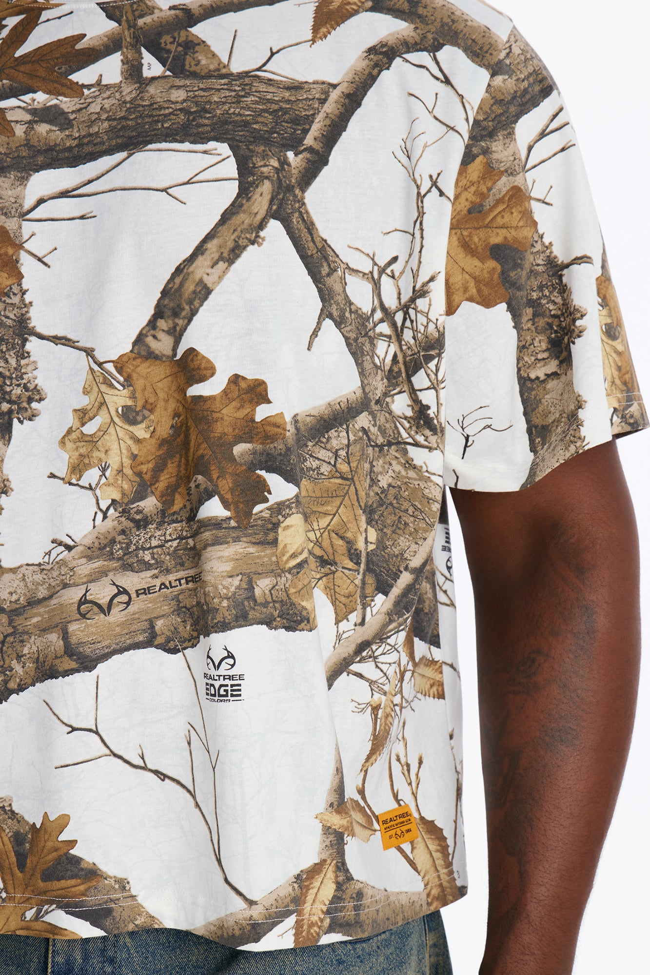 Real Tree Snow Woven Patch Boxy Short Sleeve Tee - Camouflage