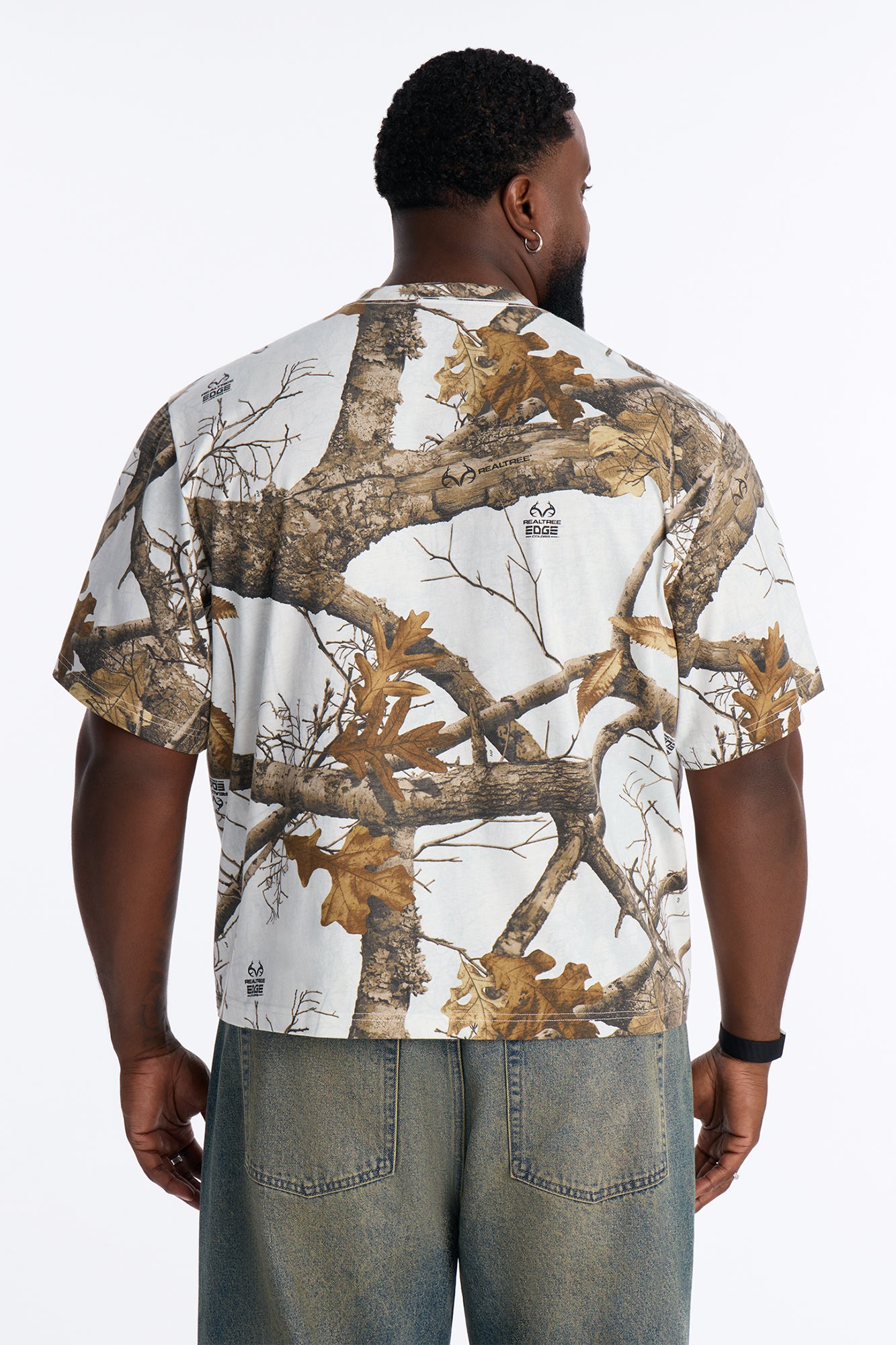 Real Tree Snow Woven Patch Boxy Short Sleeve Tee - Camouflage