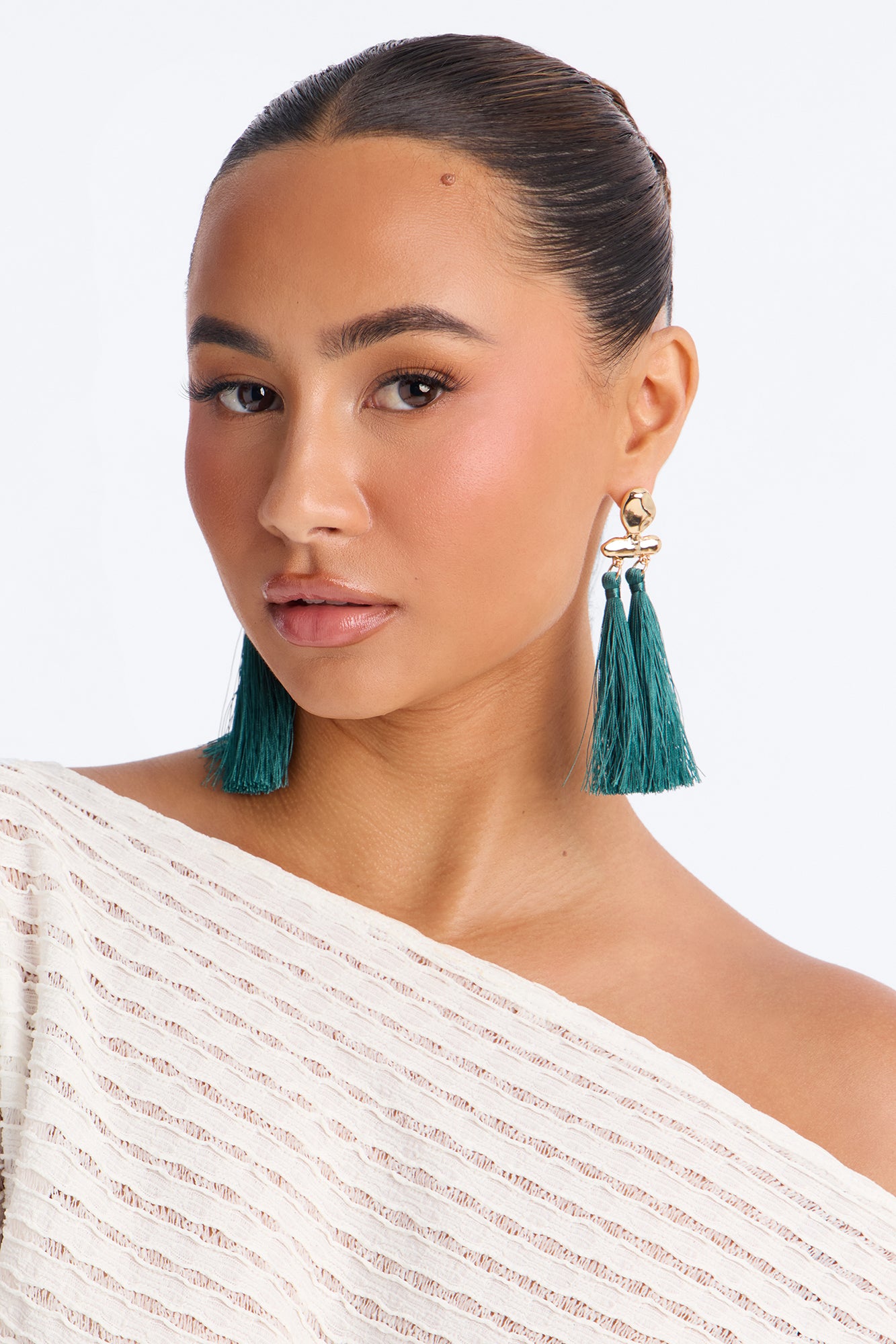 Just Brush It Off Drop Earrings - Gold/Green
