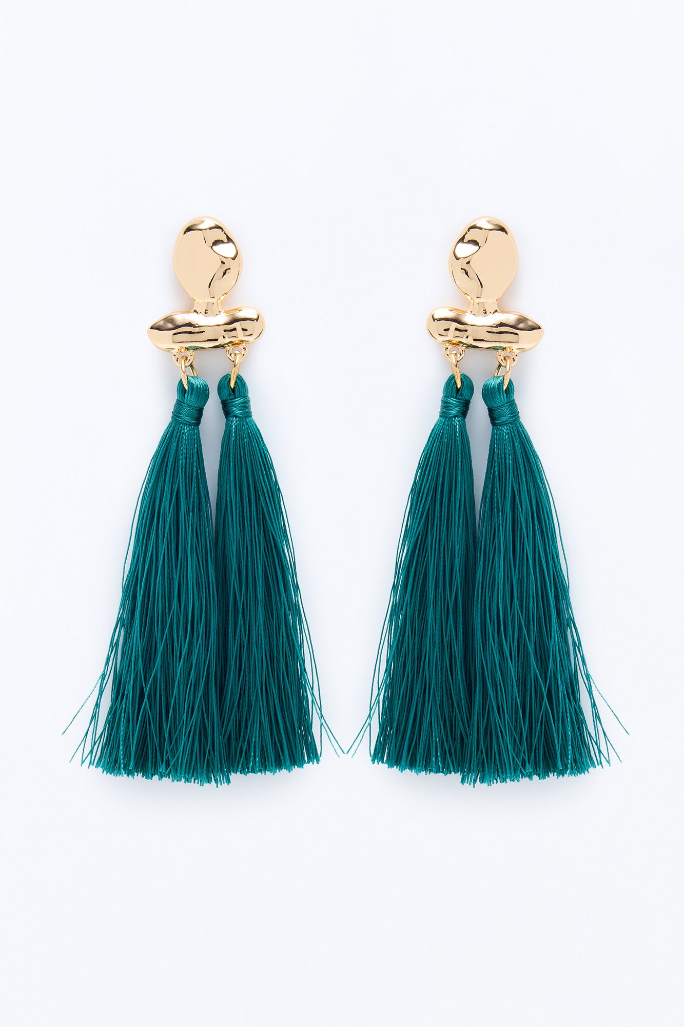 Just Brush It Off Drop Earrings - Gold/Green
