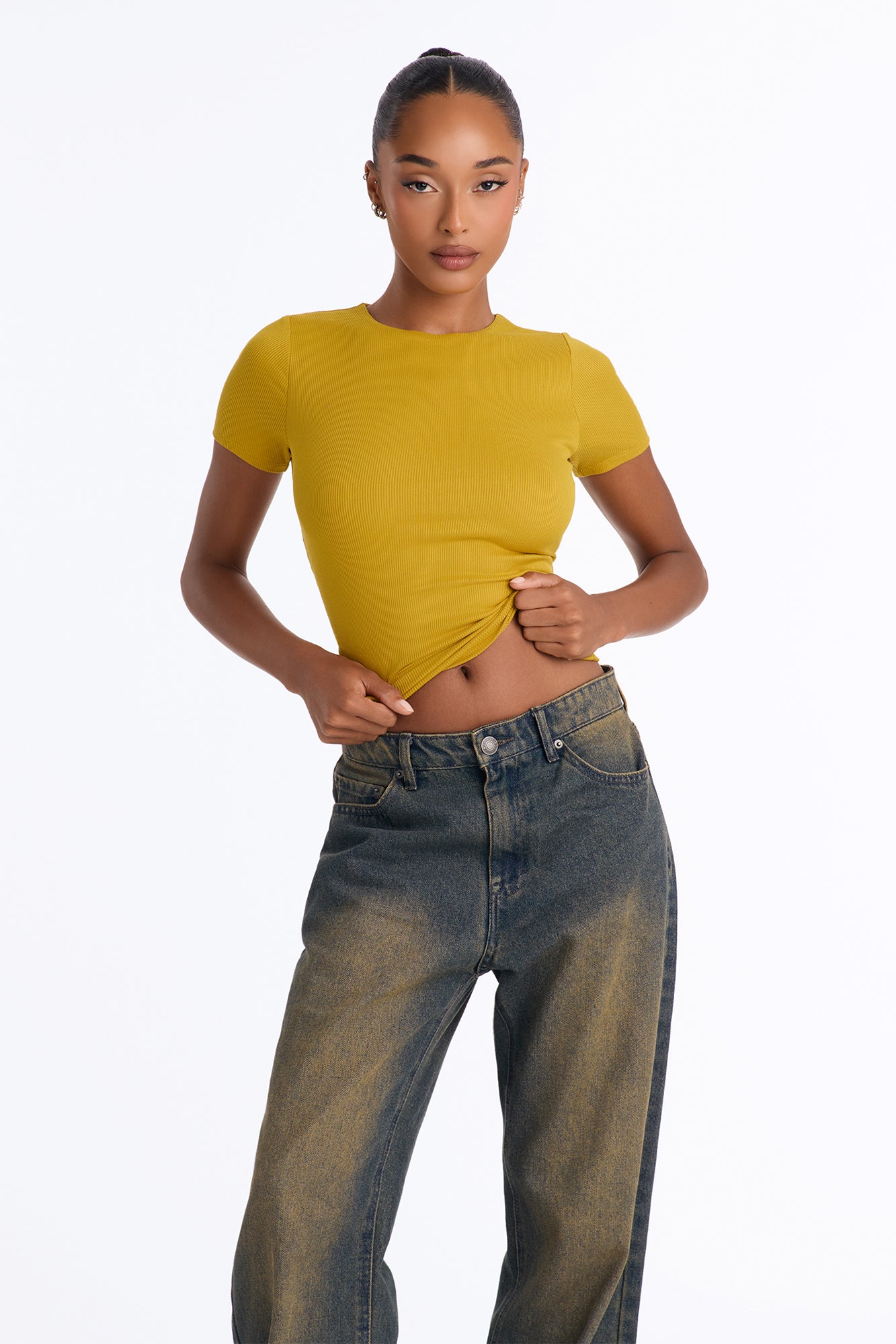 Chloe Crew Neck Short Sleeve Tee - Honey