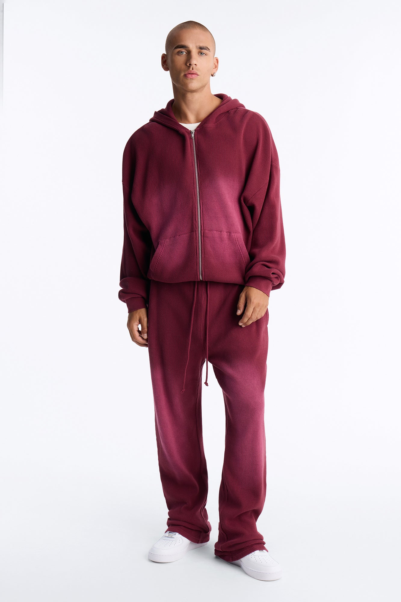Modern Wash Zip Up Hoodie - Burgundy