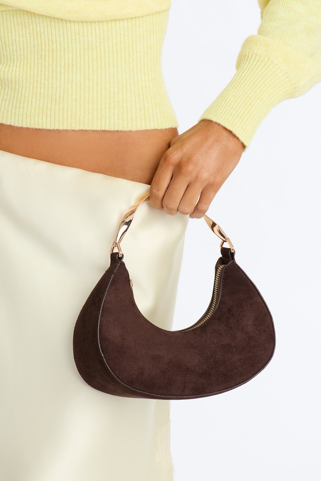 She's Twisted Faux Leather Satchel Handbag - Brown