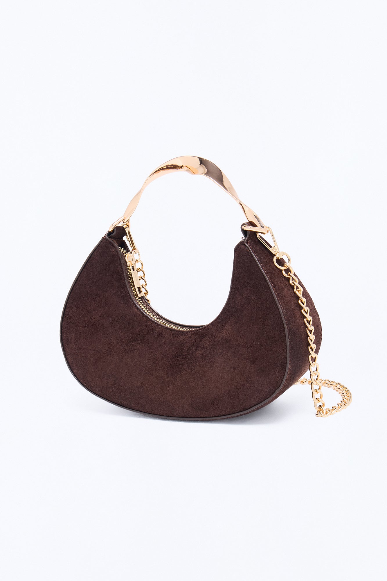 She's Twisted Faux Leather Satchel Handbag - Brown