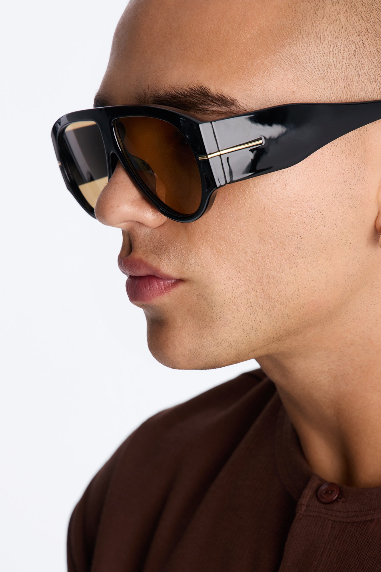 Obsessed Flat Top Aviator Sunglasses - Black/Brown