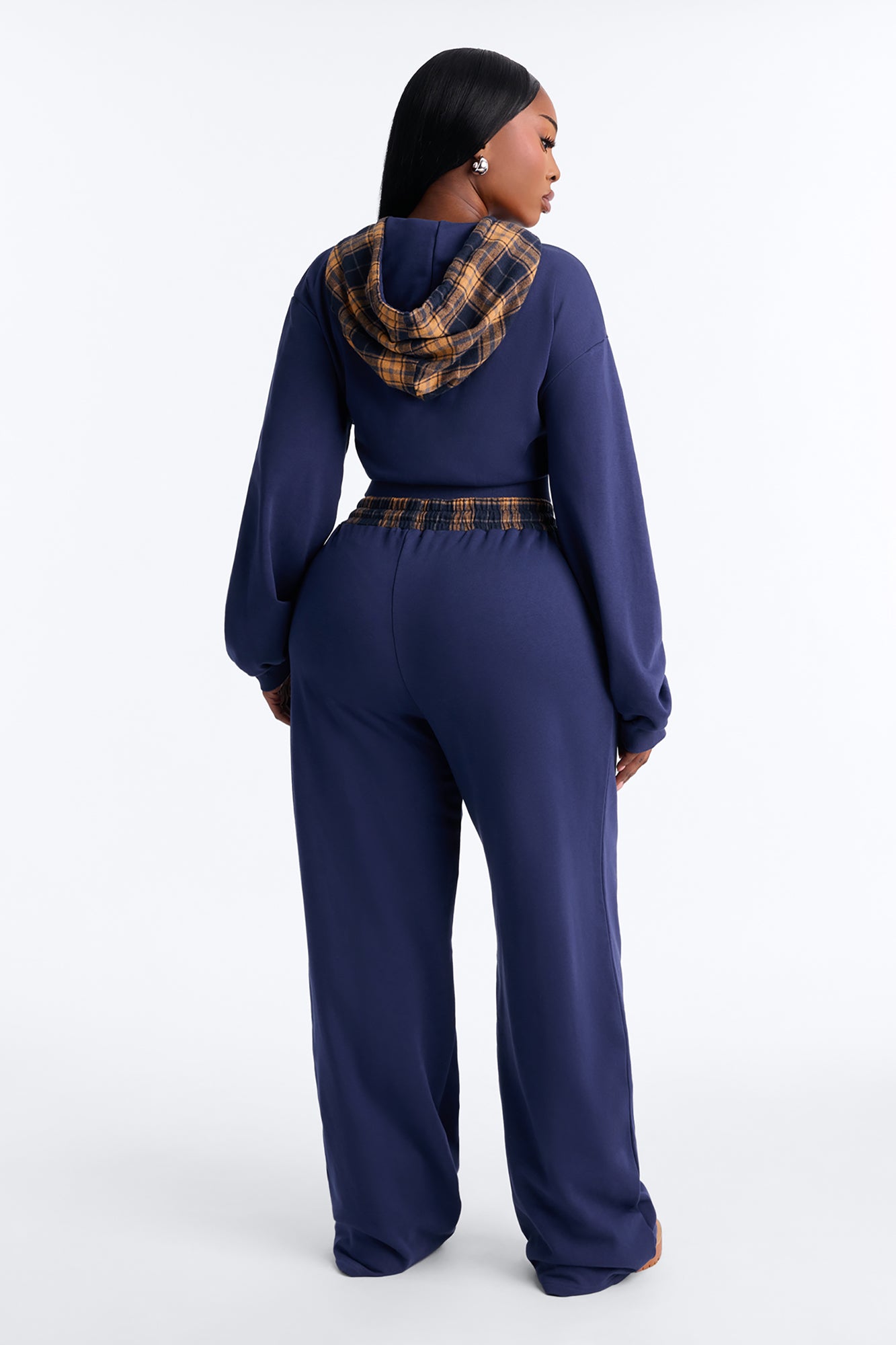 Plaid About It Pant Set - Navy