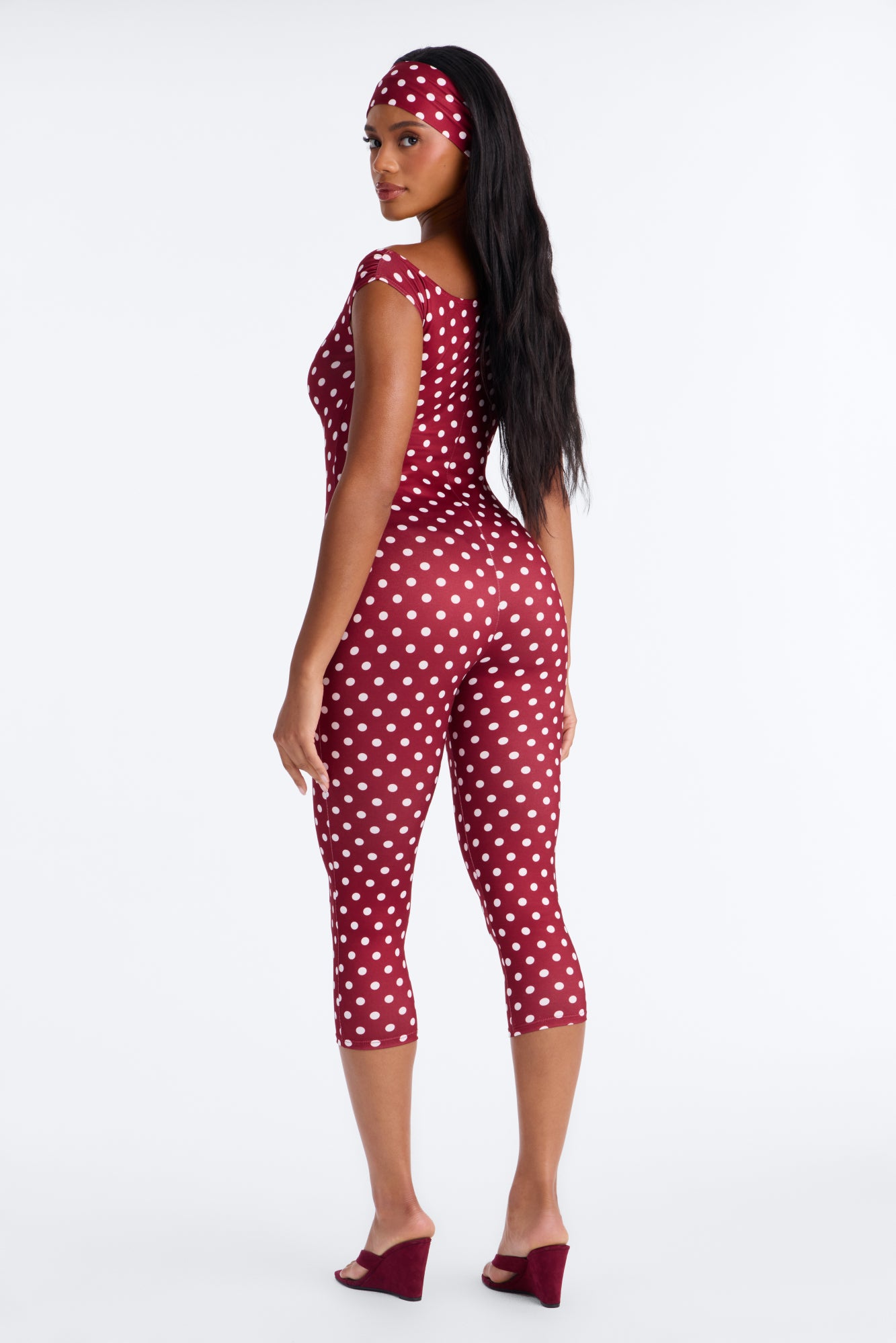 Parisian Heartbreaker Capri Jumpsuit - Burgundy