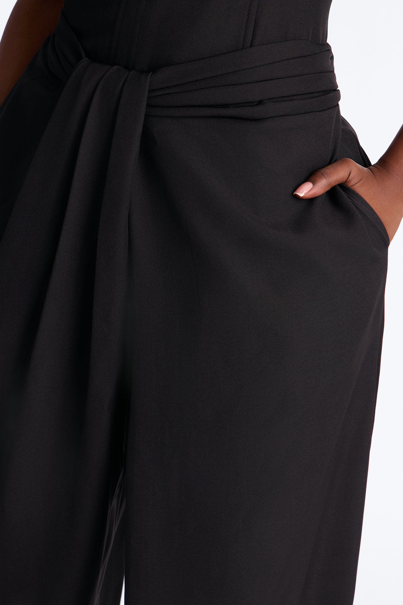 Jessa Twist Front Wide Leg Jumpsuit - Black