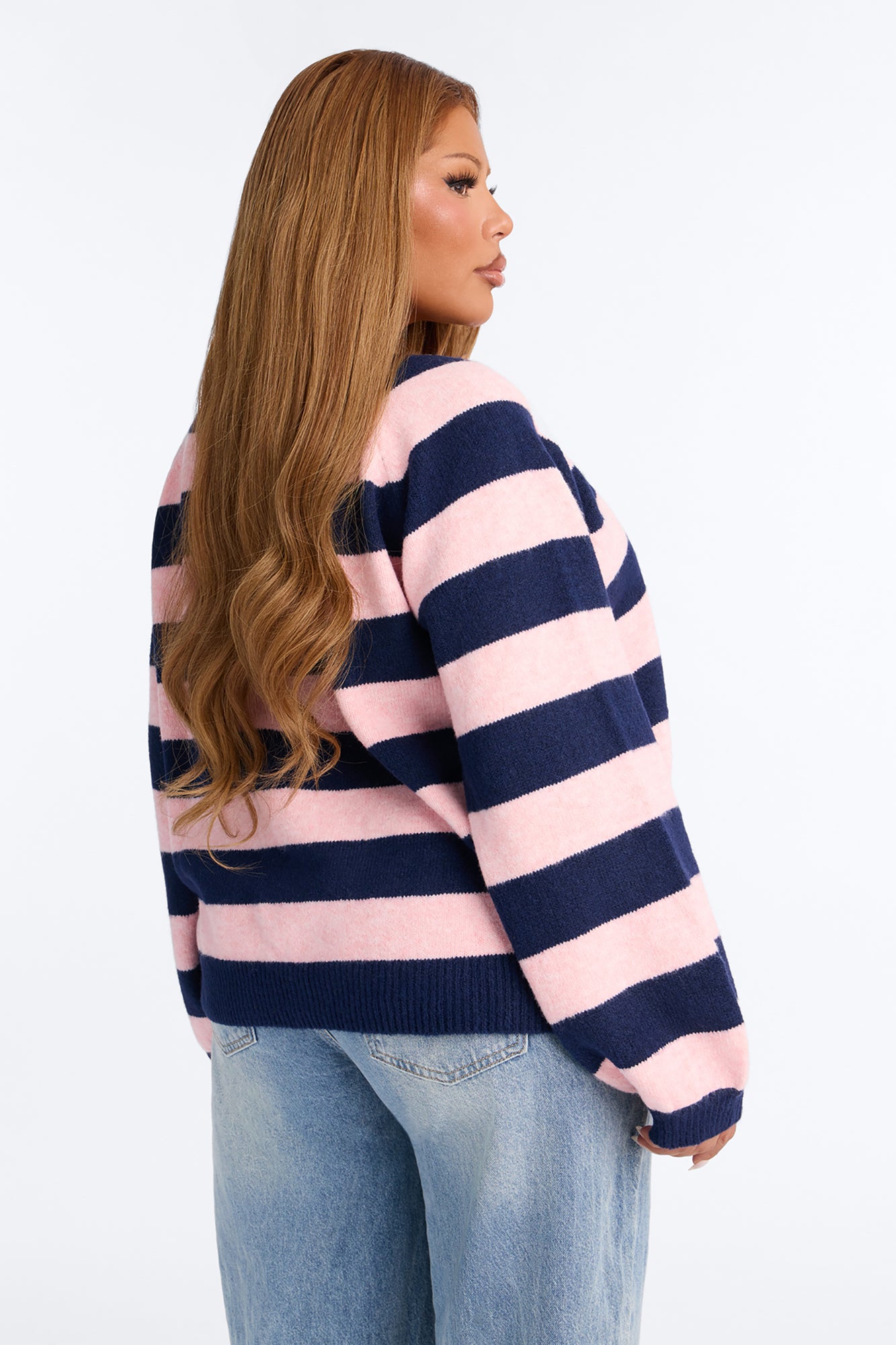 Sweet Addiction Striped Cardigan - Navy/combo