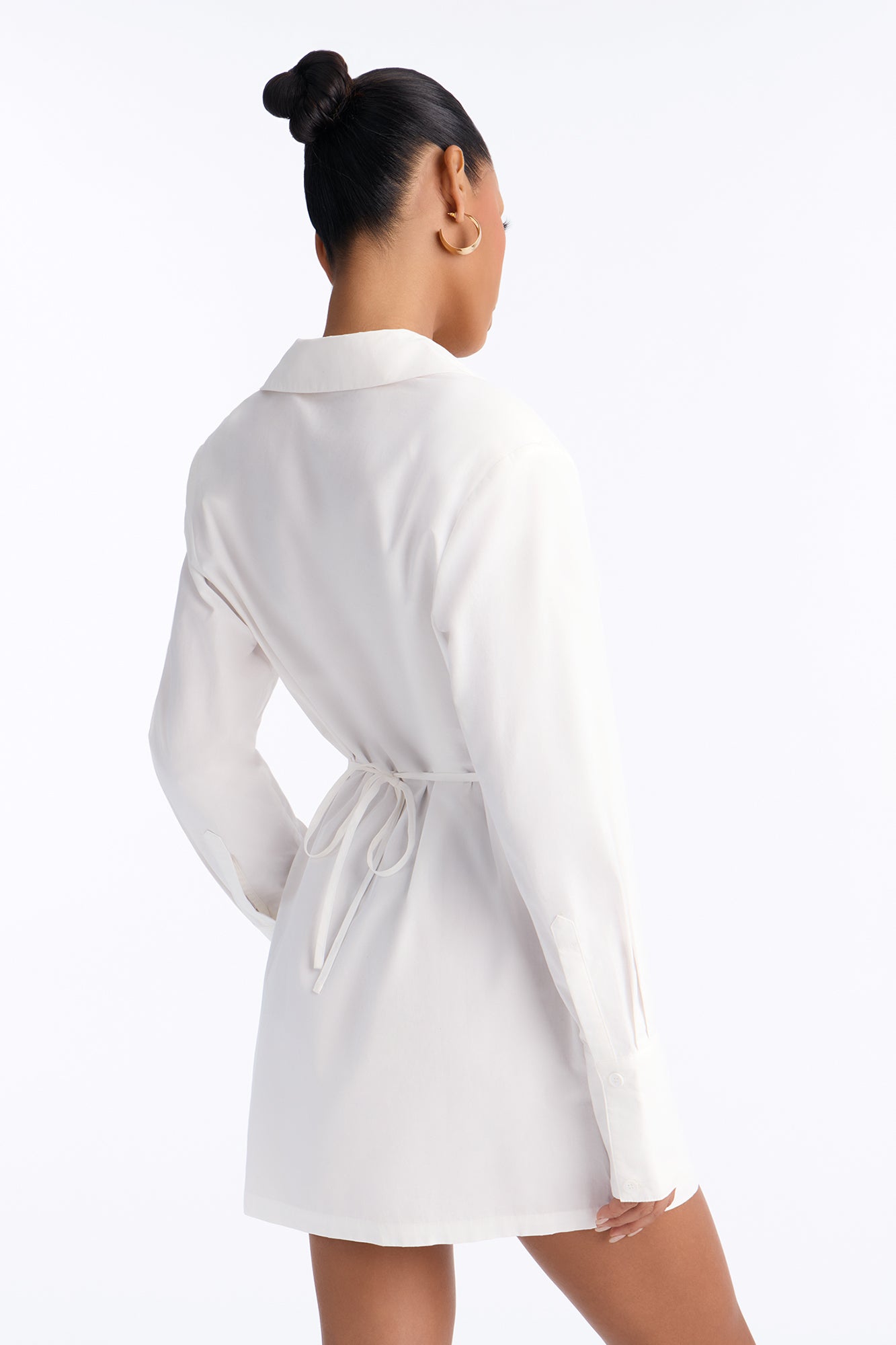 High Standards Button Up Mini Dress - White