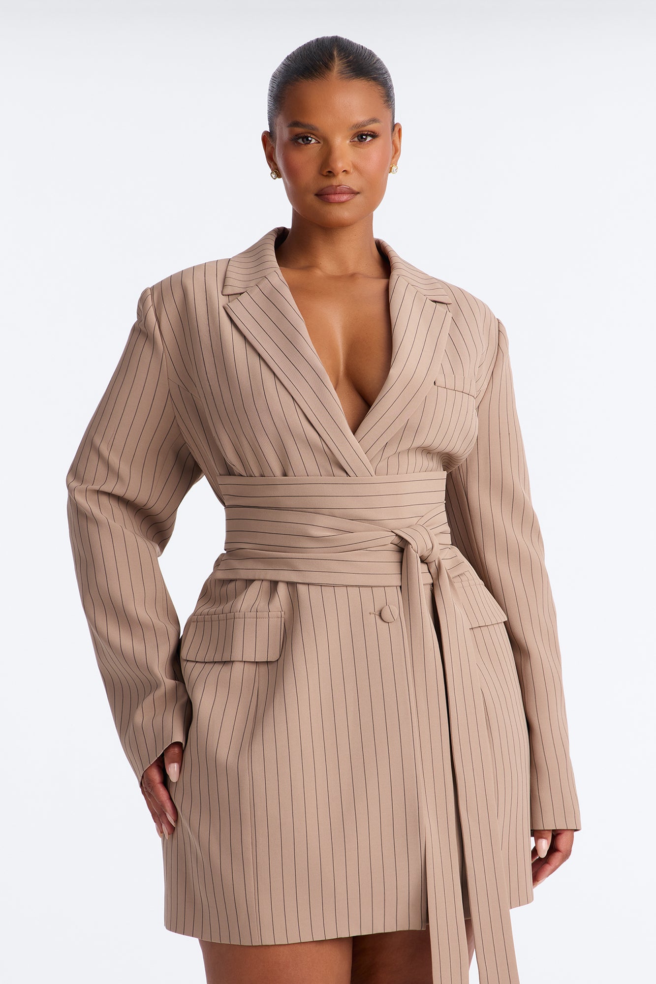 Pretty Important Blazer Mini Dress - Mocha