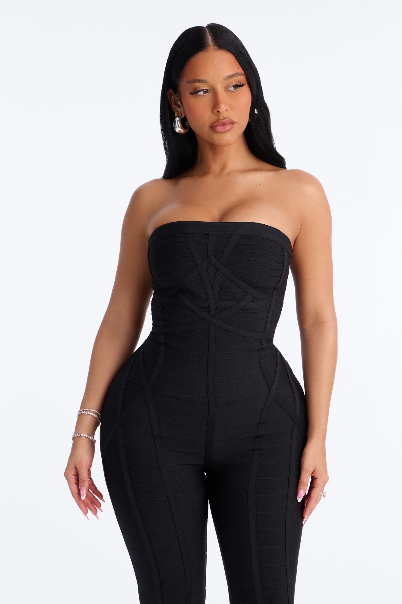 Amaya Bandage Skinny Leg Jumpsuit - Black