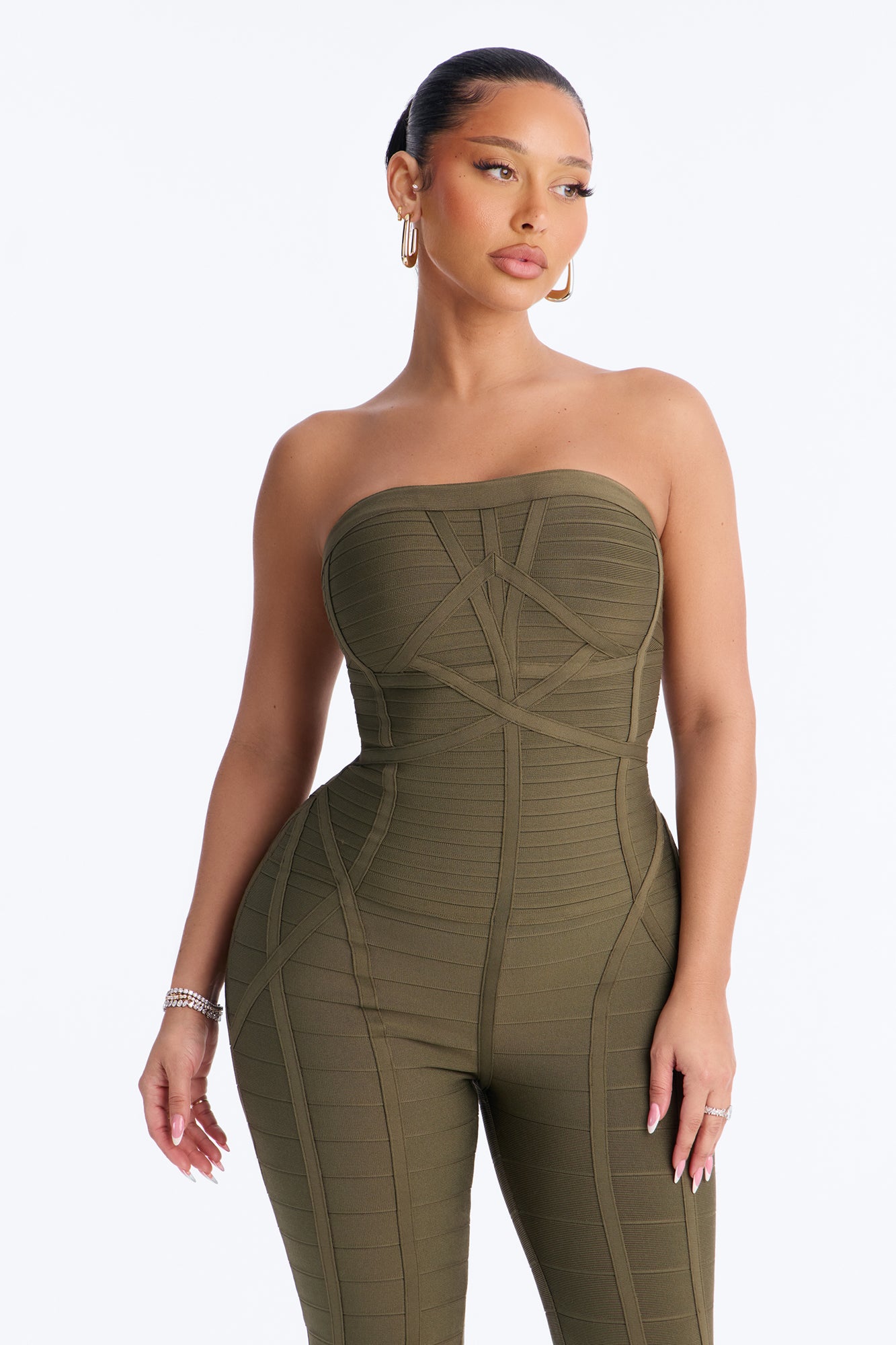 Amaya Bandage Skinny Leg Jumpsuit - Olive