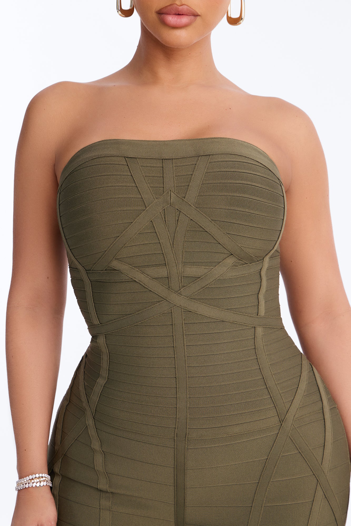 Amaya Bandage Skinny Leg Jumpsuit - Olive
