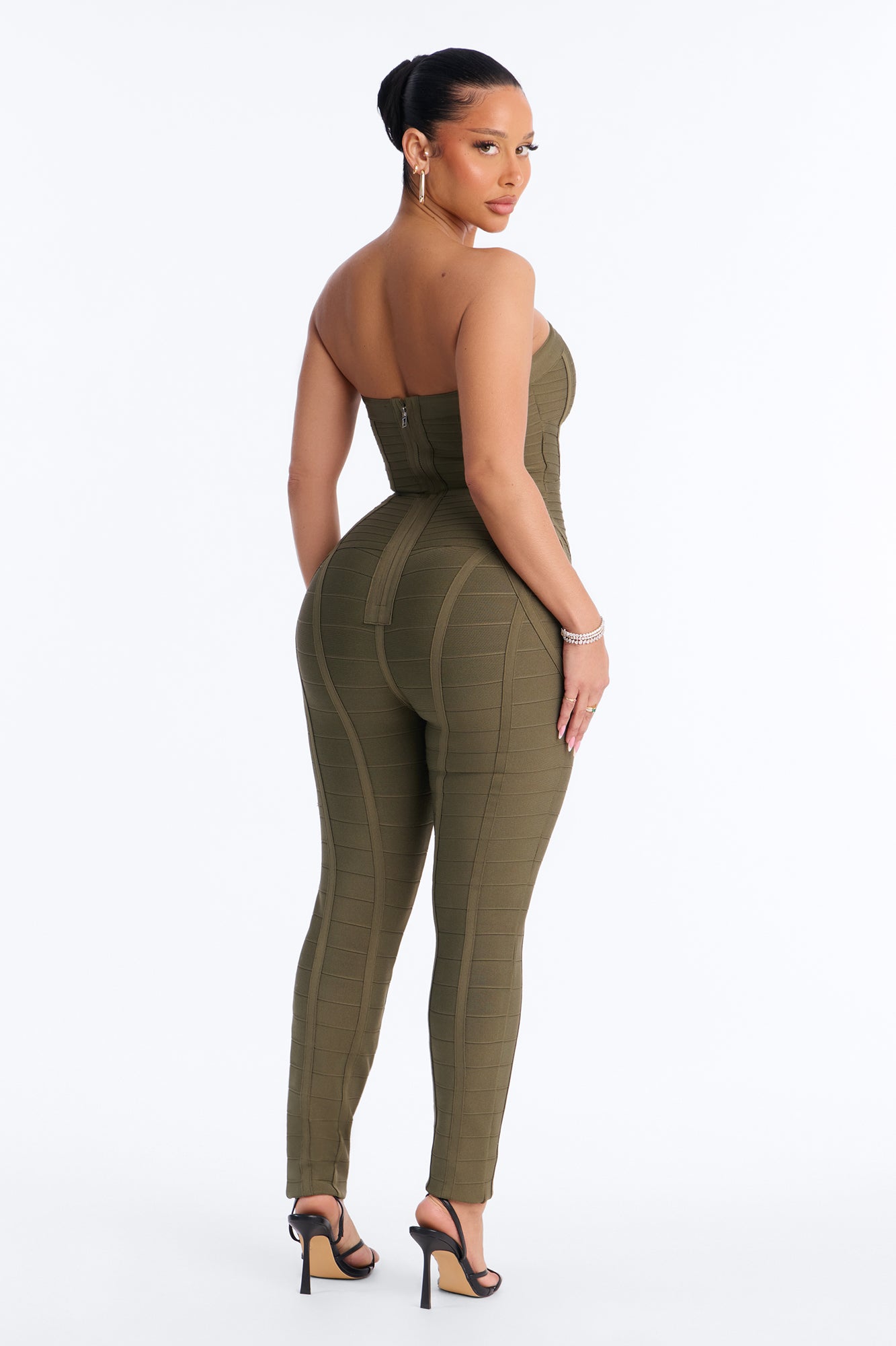 Amaya Bandage Skinny Leg Jumpsuit - Olive
