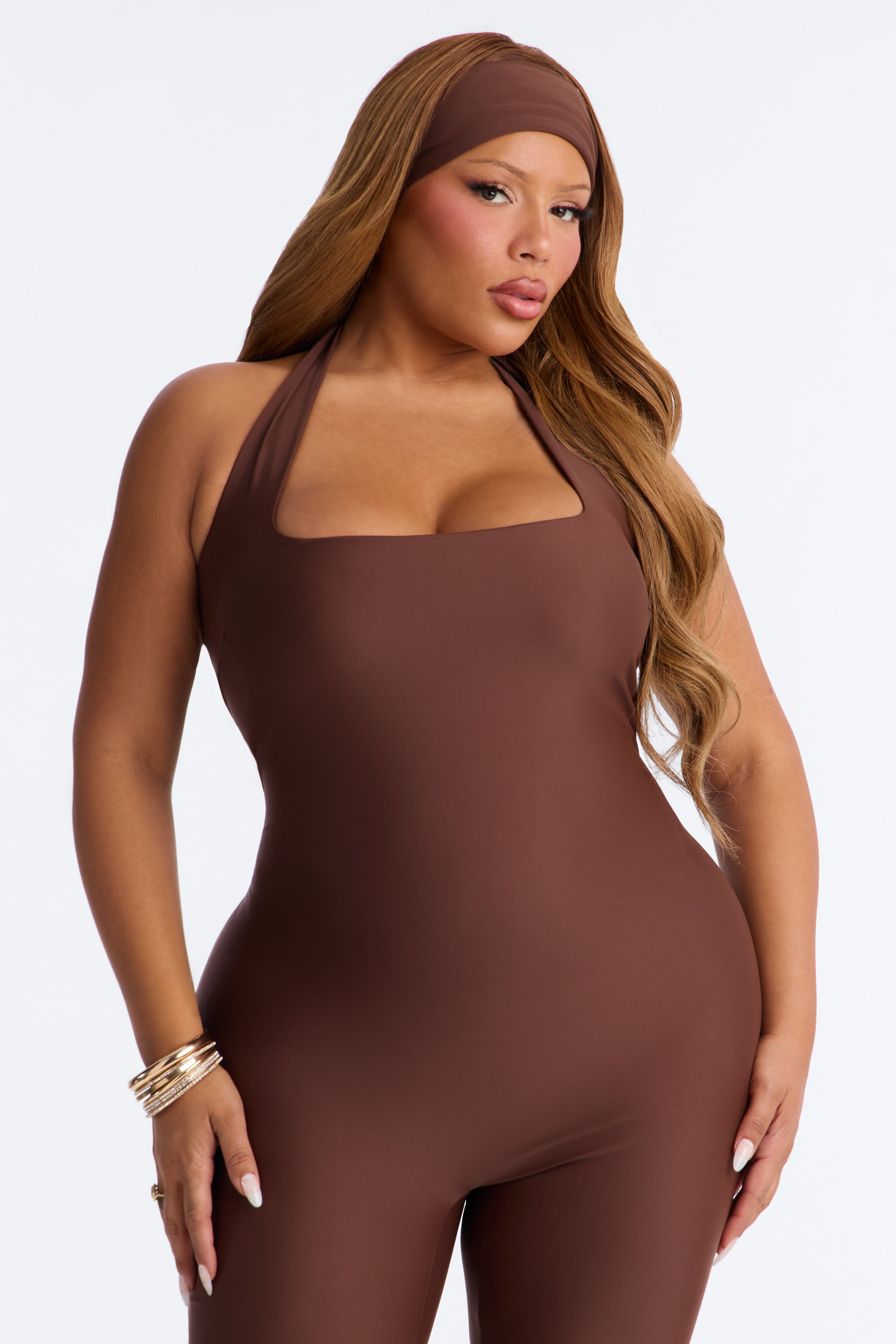 Lia Two Piece Capri Pant Jumpsuit - Chocolate