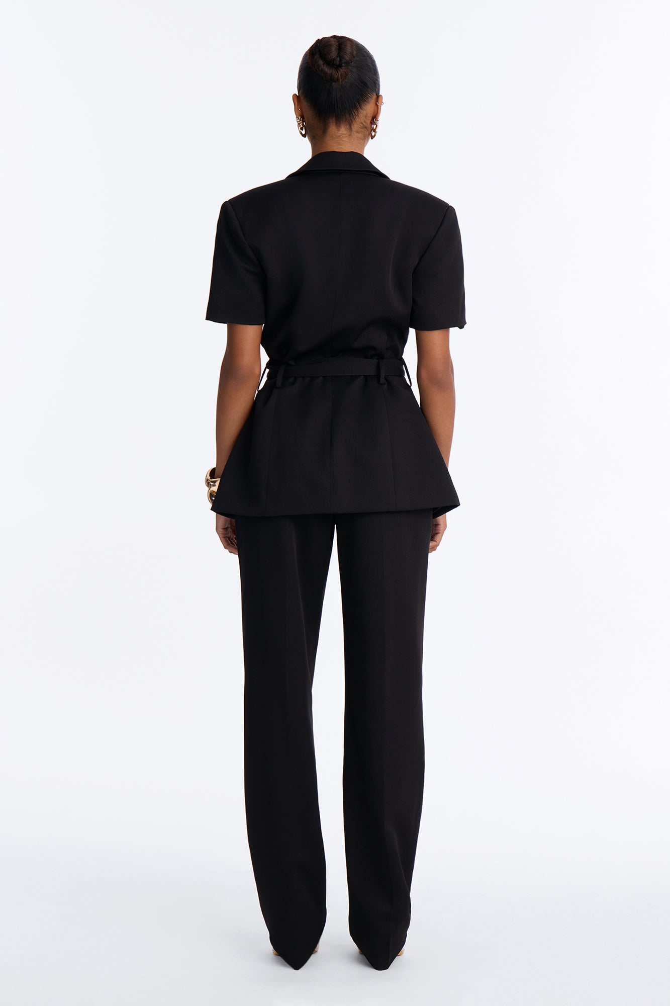 Serving Business Belted Pant Set - Black