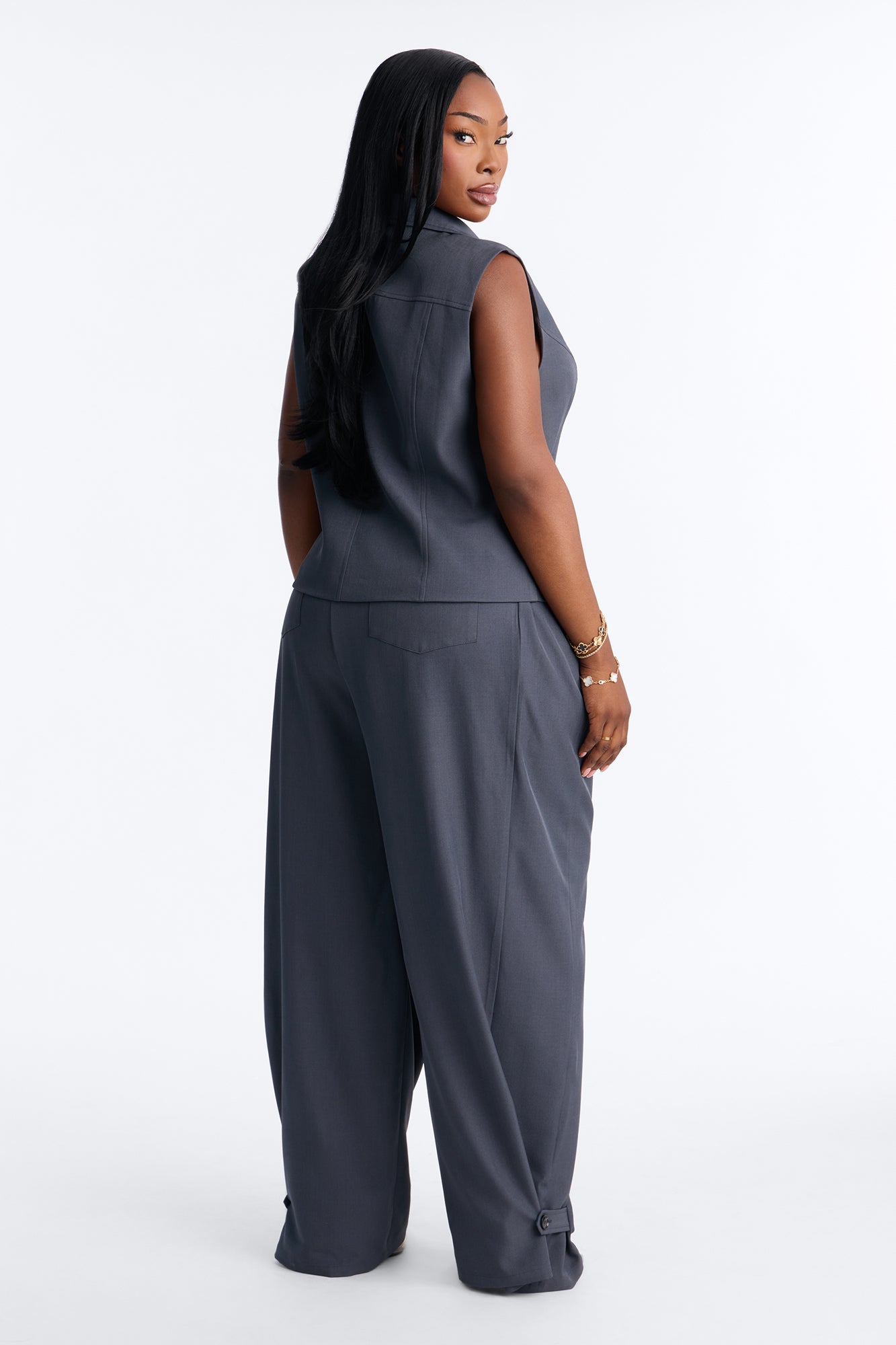 Hold It Down Balloon Pant Set - Charcoal