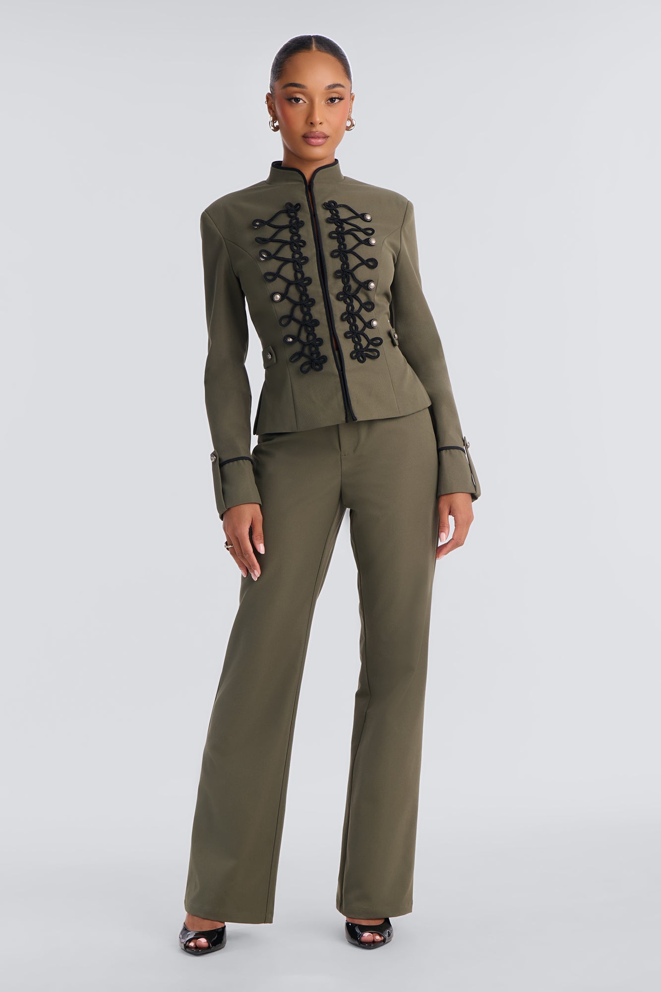 In High Demand Twill Utility Pant Set - Olive