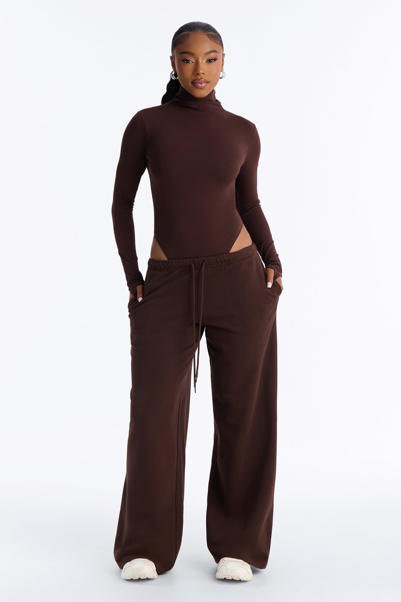 Natalie French Terry Pant Set - Chocolate