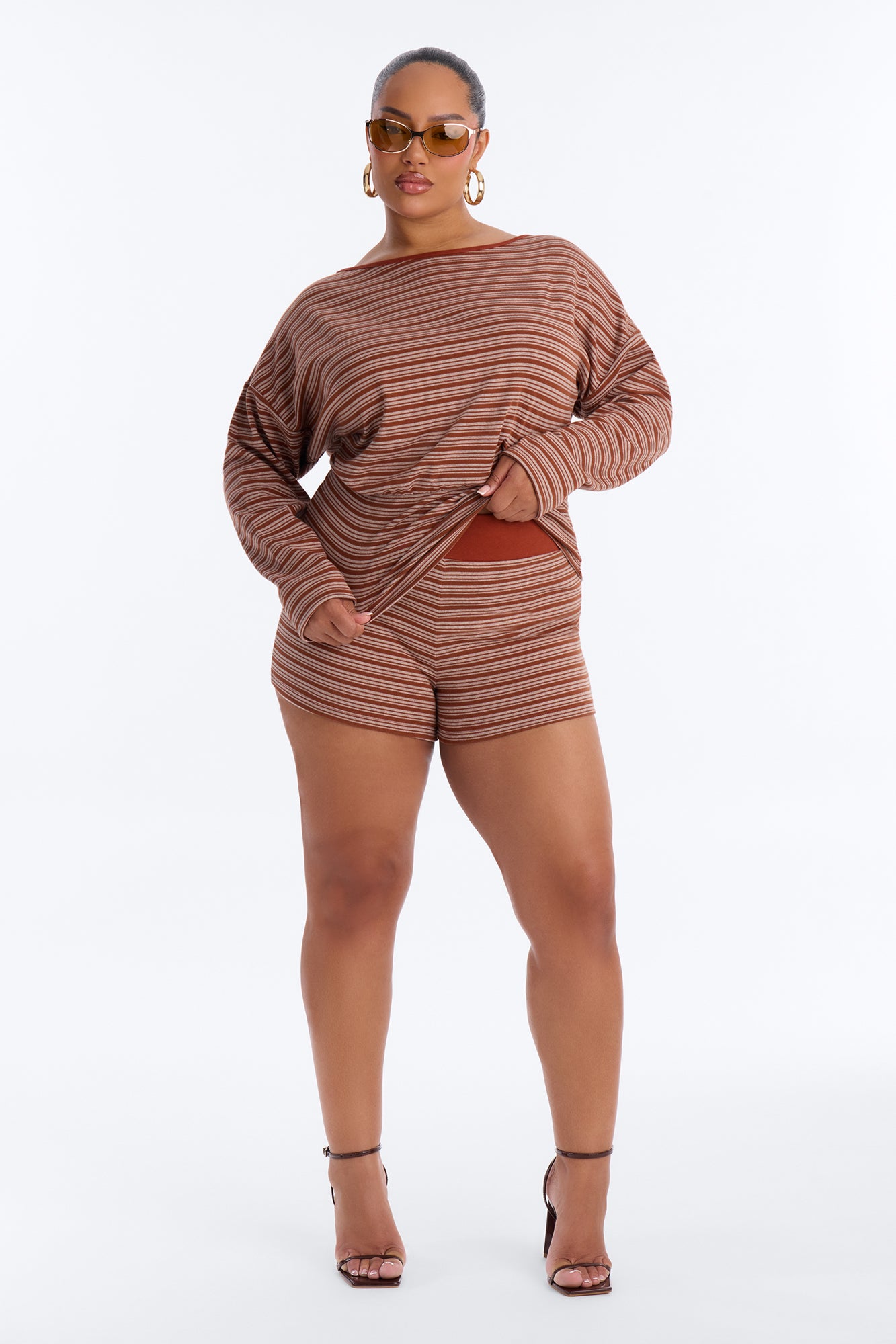 Hailey Cinched Waist Short Set - Rust