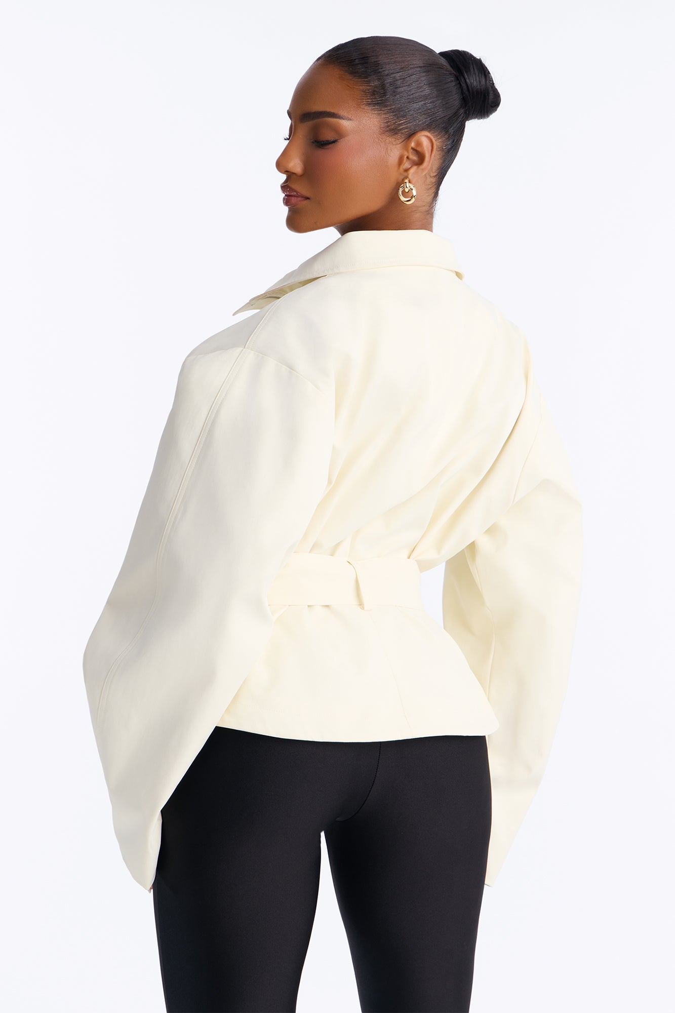 On The Move Nylon Blend Belted Jacket - Stone